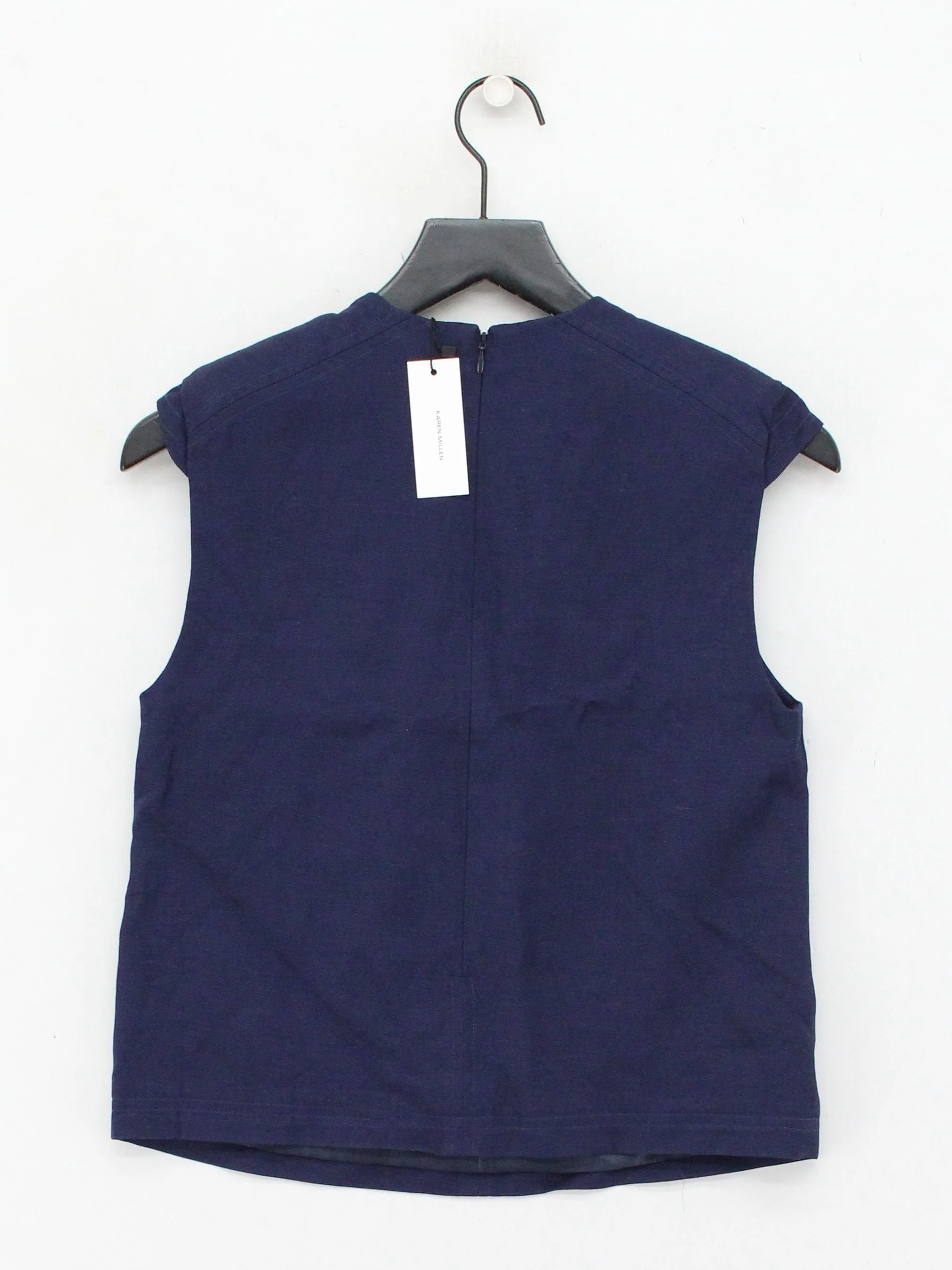 Karen Millen Women's Top UK 6 Blue 100% Other Sleeveless Round Neck Basic - Image 2
