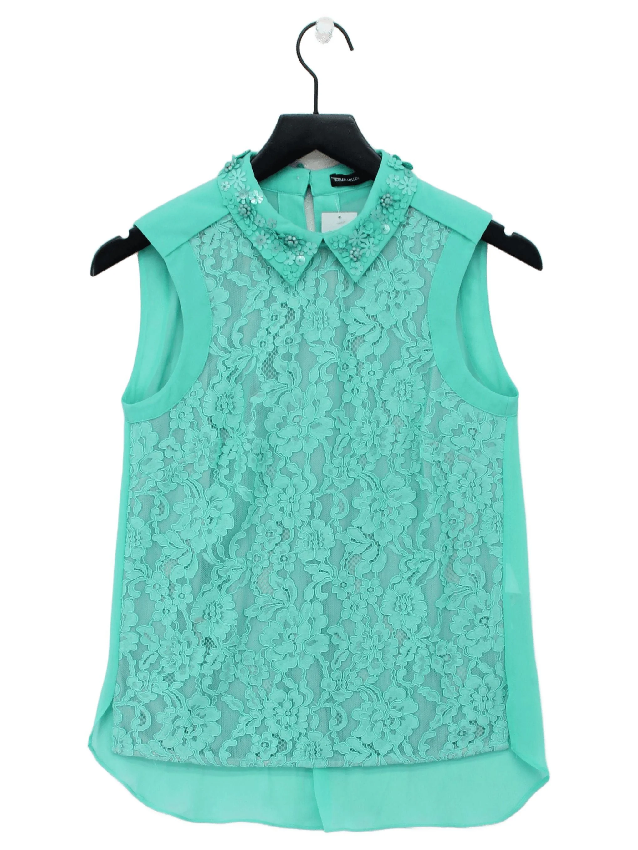 Karen Millen Women's Top UK 8 Green Polyester