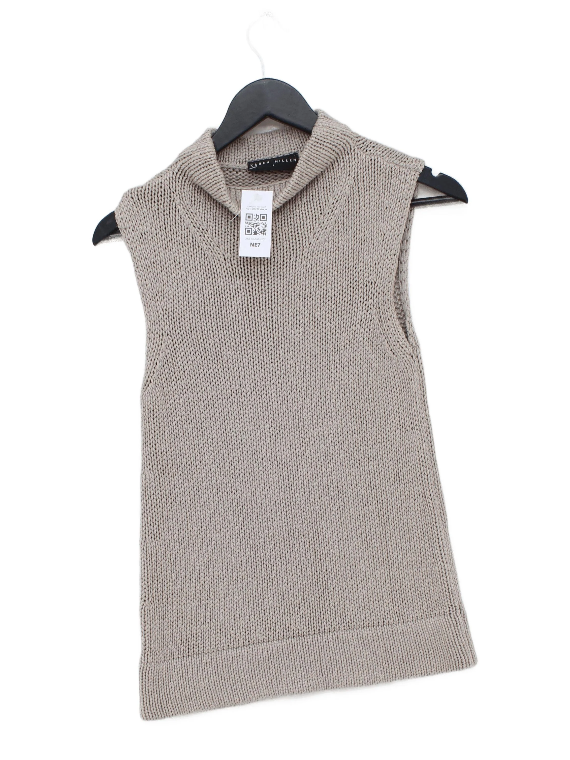 Karen Millen Women's Top UK 8 Grey 100% Other Sleeveless High Neck Basic