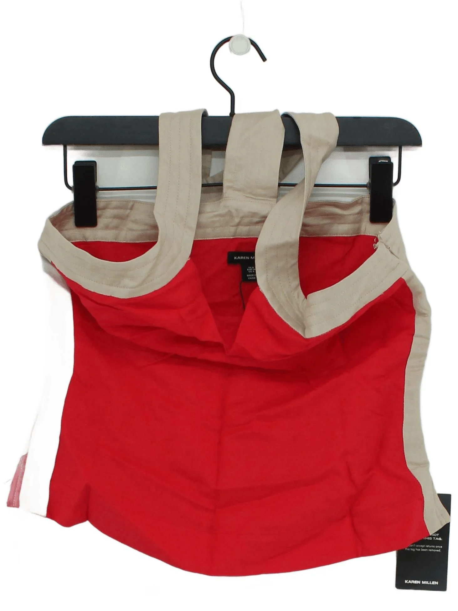 Karen Millen Women's Top UK 8 Red Cotton with Linen Basic New with tags