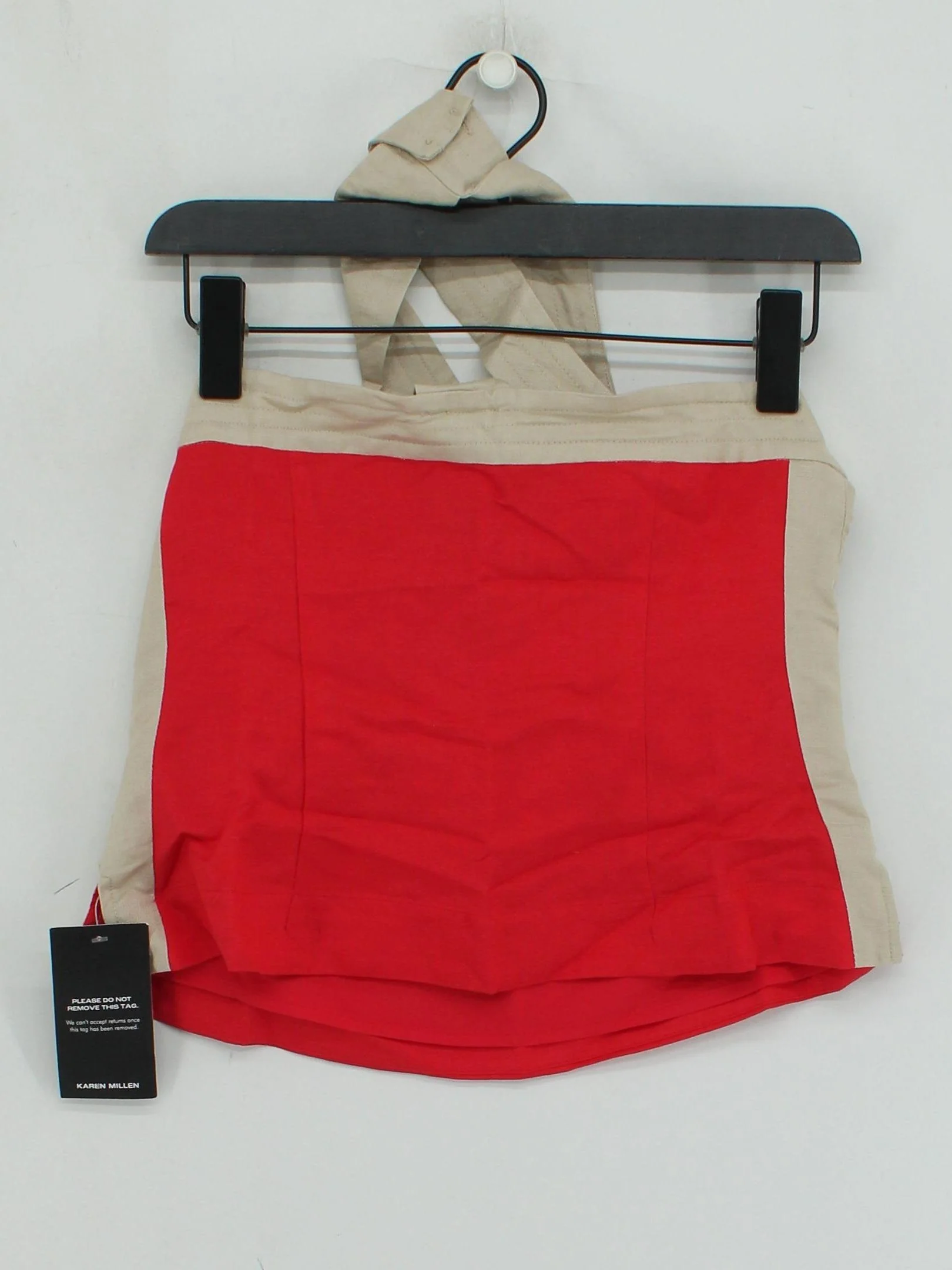 Karen Millen Women's Top UK 8 Red Cotton with Linen Basic New with tags - Image 2