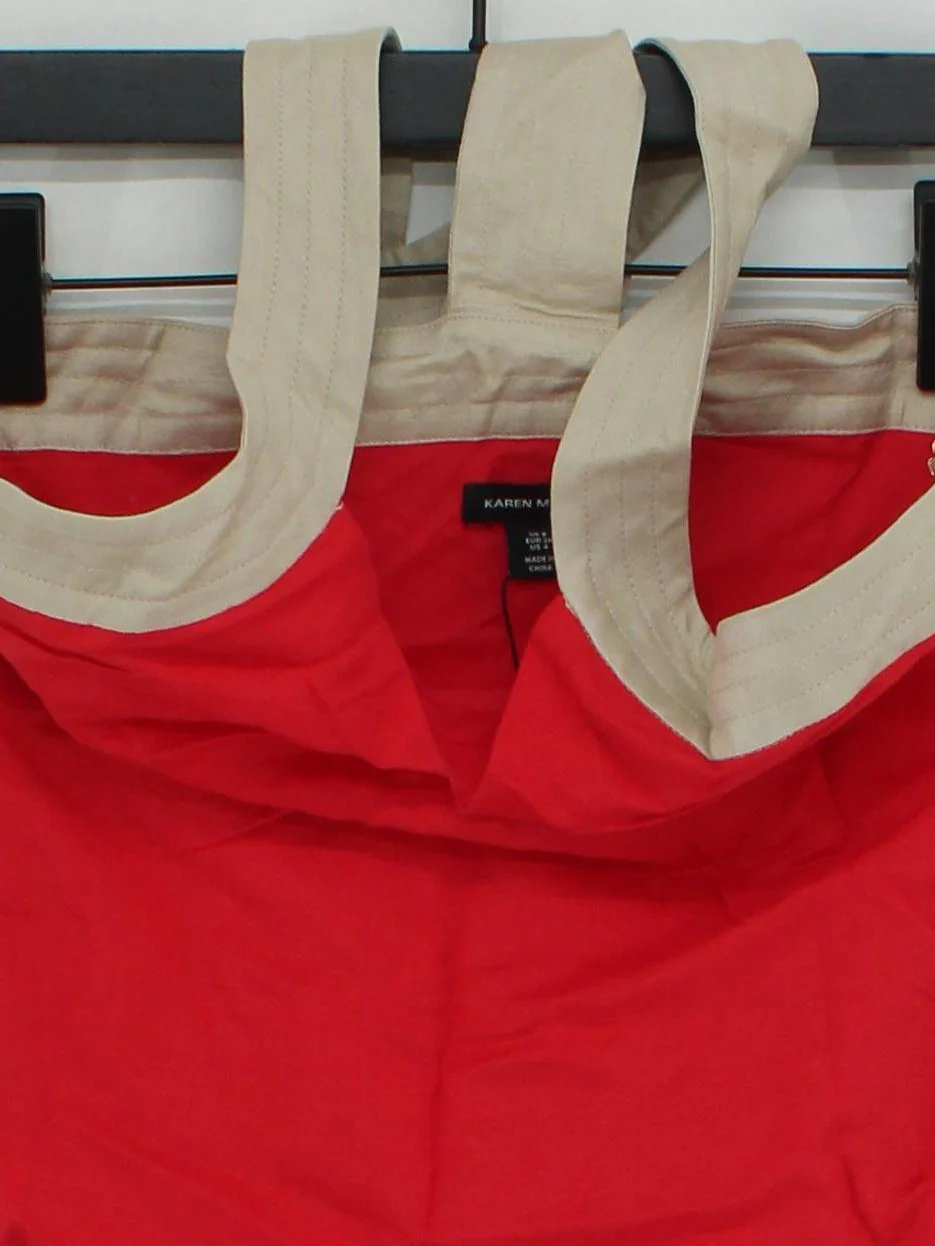 Karen Millen Women's Top UK 8 Red Cotton with Linen Basic New with tags - Image 3