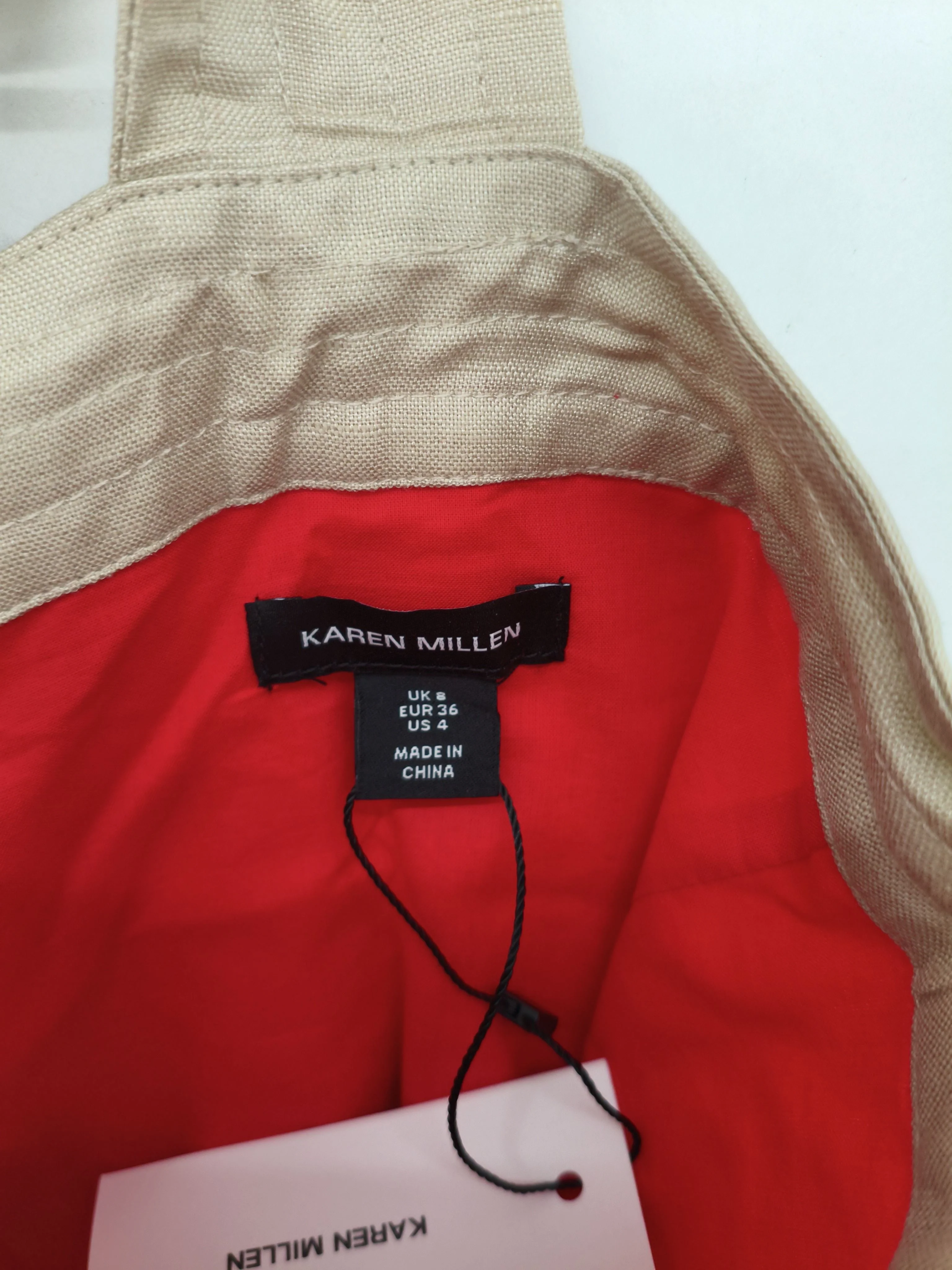 Karen Millen Women's Top UK 8 Red Cotton with Linen Basic New with tags - Image 5