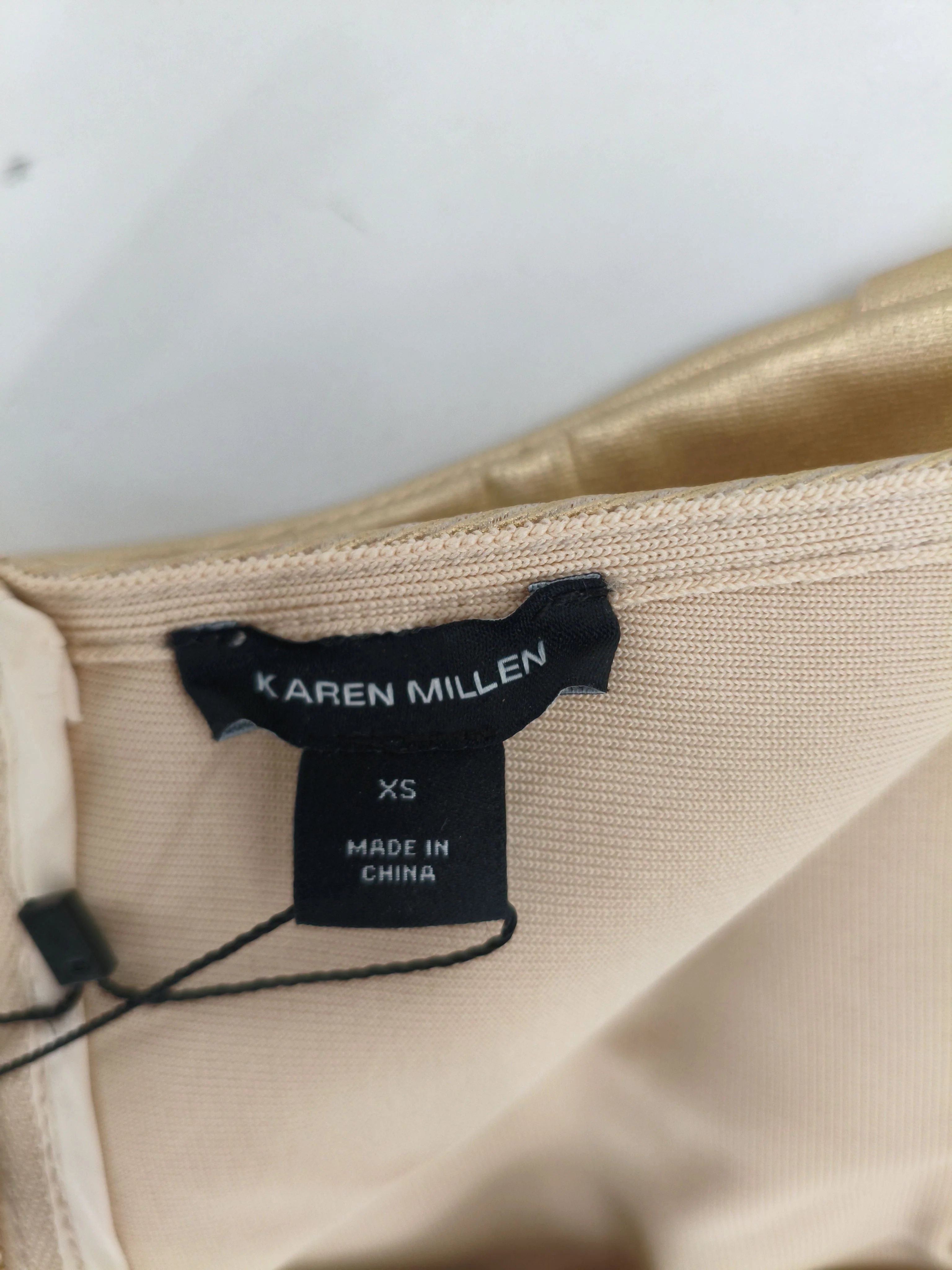 Karen Millen Women's Top XS Gold 100% Other Sleeveless V-Neck Cropped - Image 7