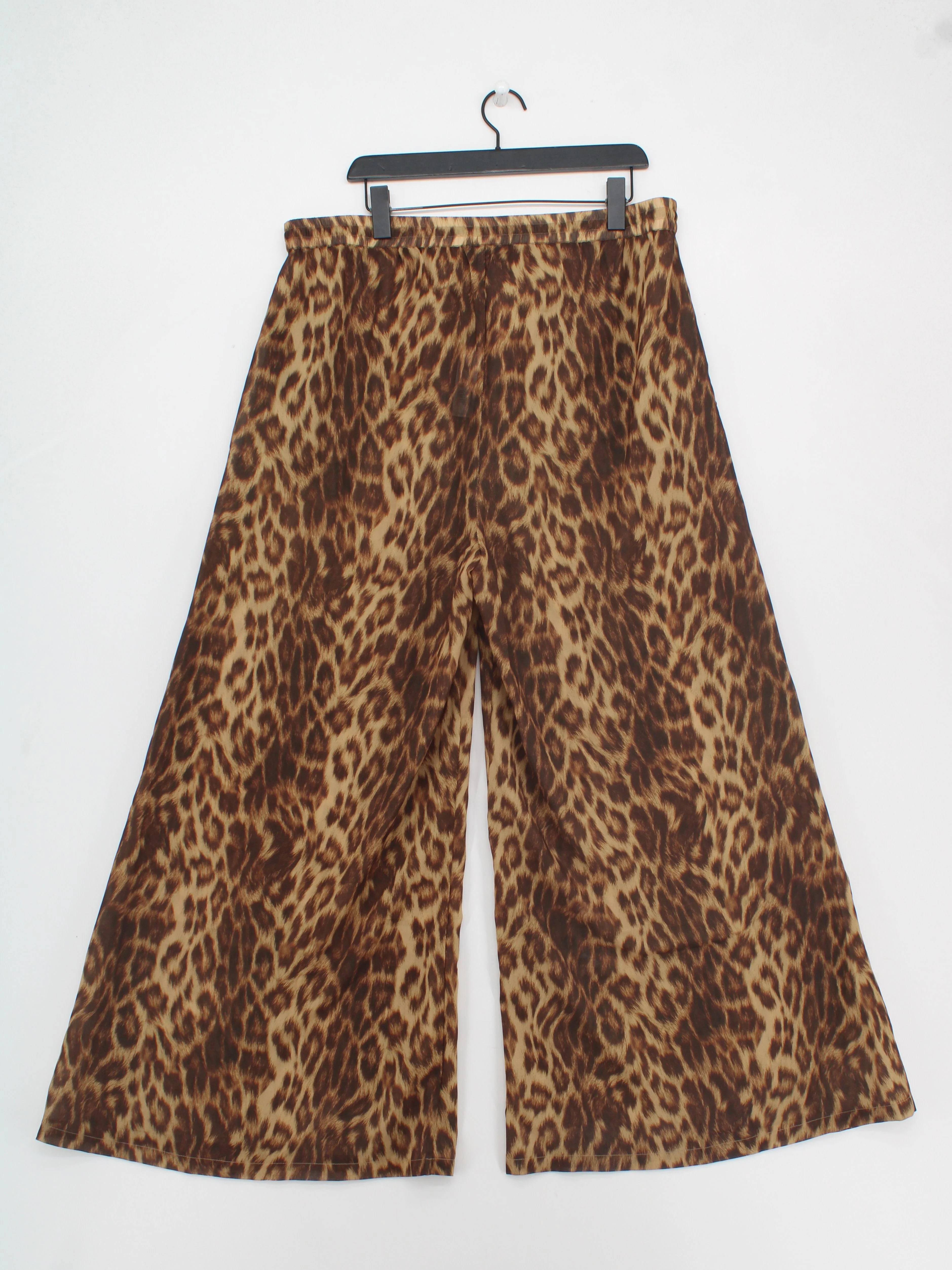 Karen Millen Women's Trousers L Brown Animal Print 100% Polyester Wide-Leg Chino - Image 2