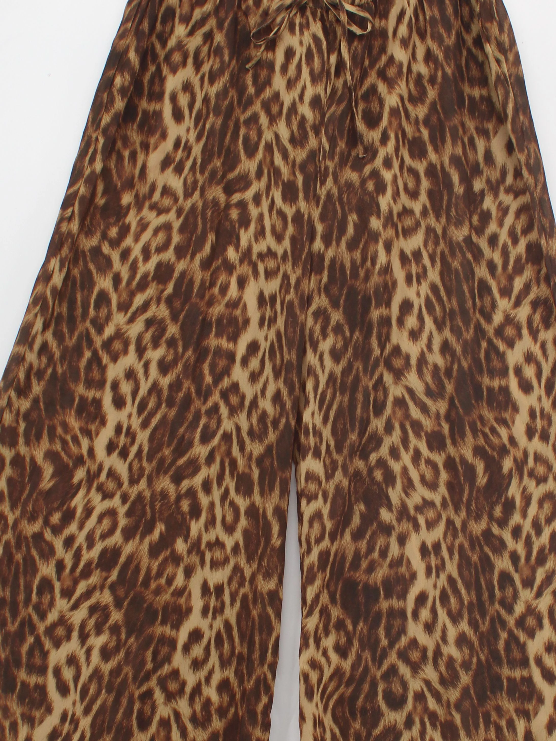 Karen Millen Women's Trousers L Brown Animal Print 100% Polyester Wide-Leg Chino - Image 3