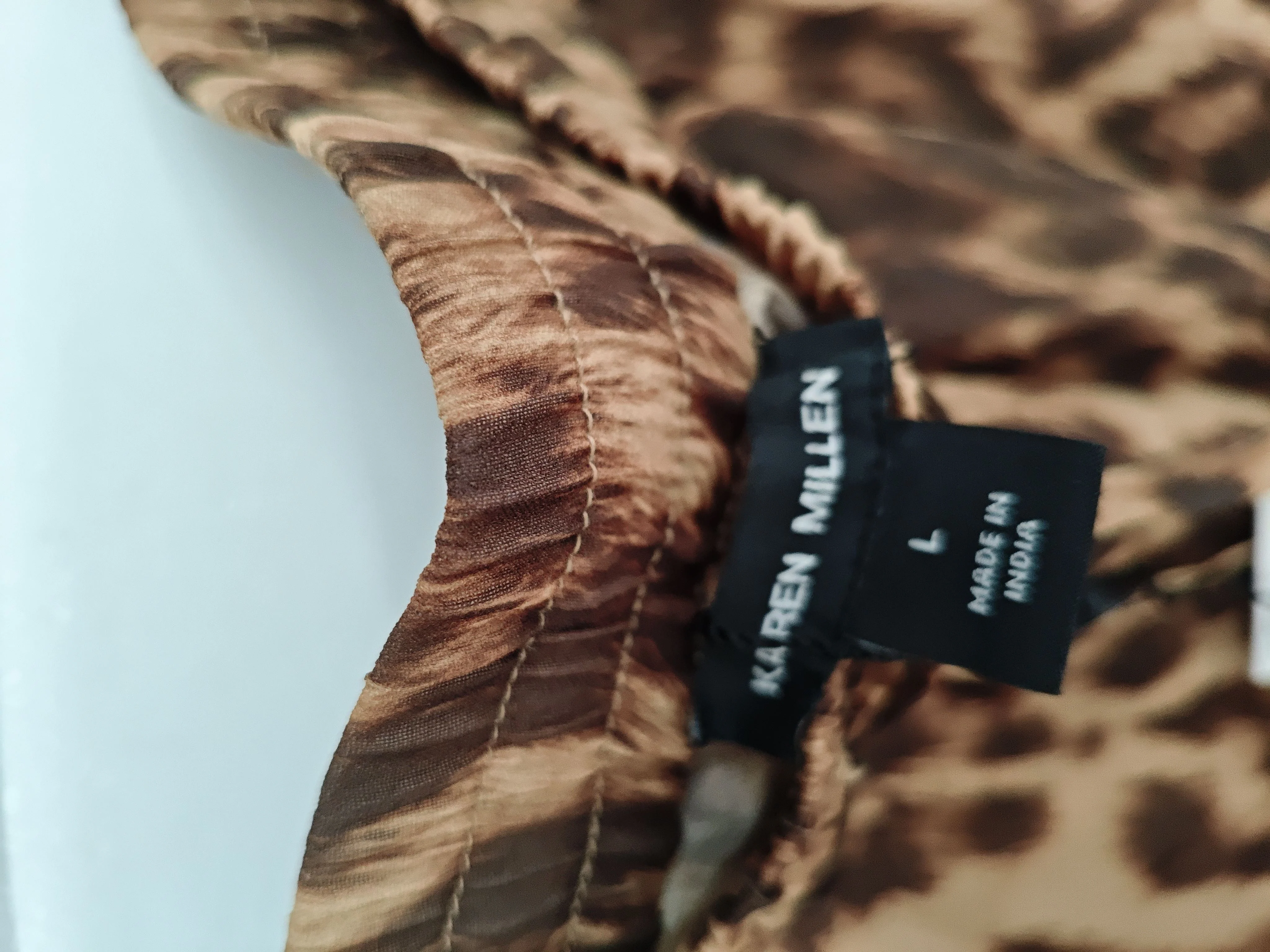 Karen Millen Women's Trousers L Brown Animal Print 100% Polyester Wide-Leg Chino - Image 6