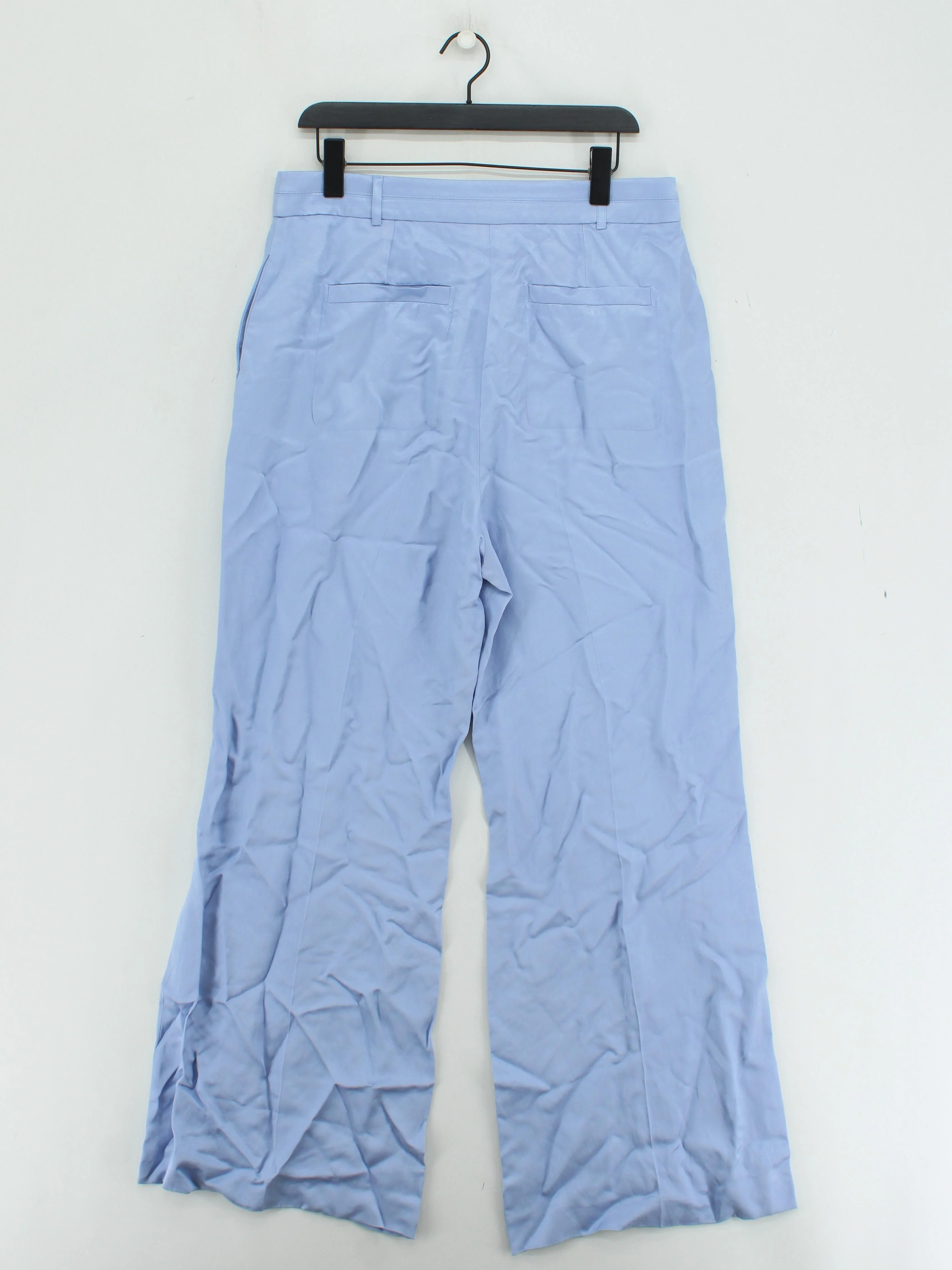 Karen Millen Women's Trousers UK 12 Blue Viscose with Polyester Wide-Leg Chino - Image 2