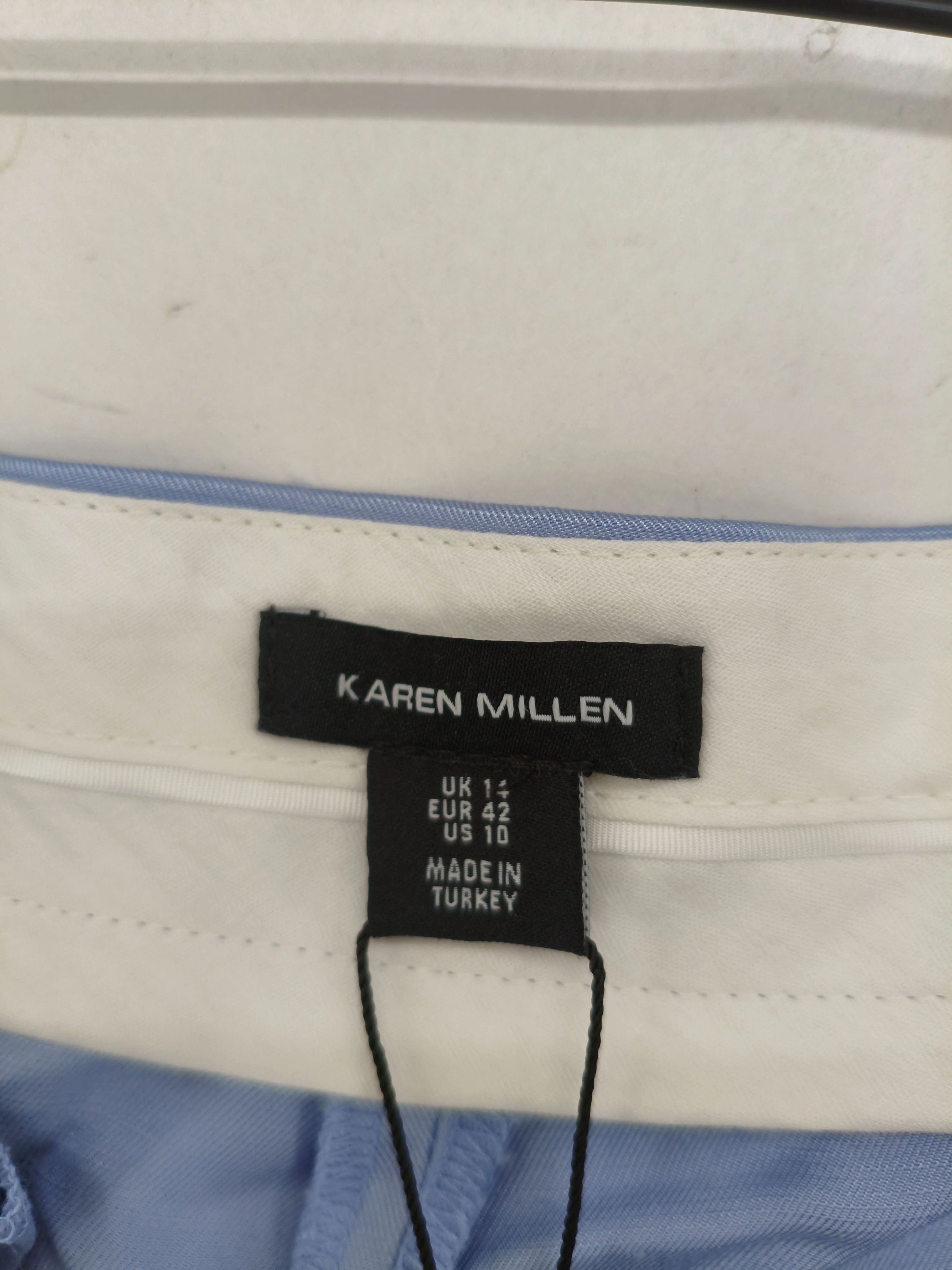 Karen Millen Women's Trousers UK 12 Blue Viscose with Polyester Wide-Leg Chino - Image 6