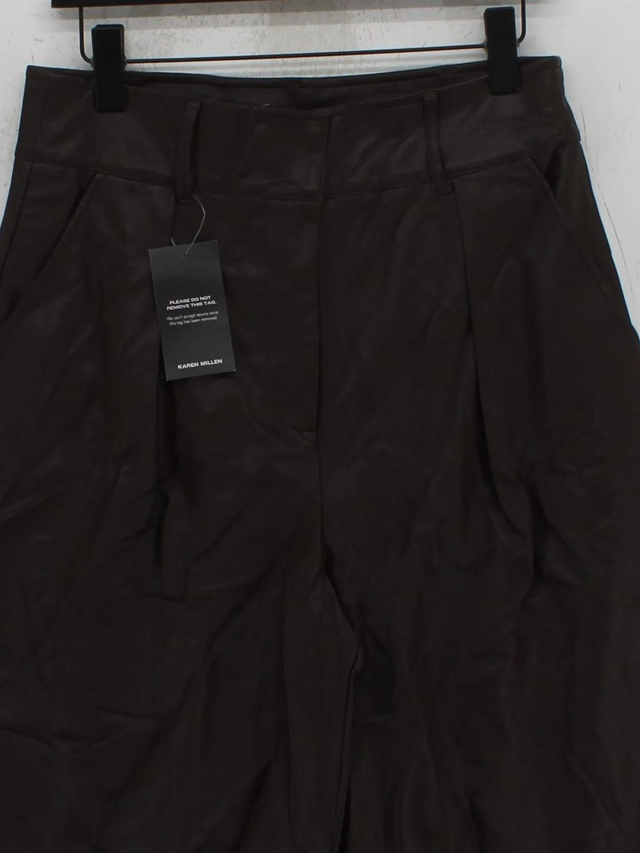 Karen Millen Women's Trousers UK 12 Brown Other with Polyester Wide-Leg Chino - Image 3