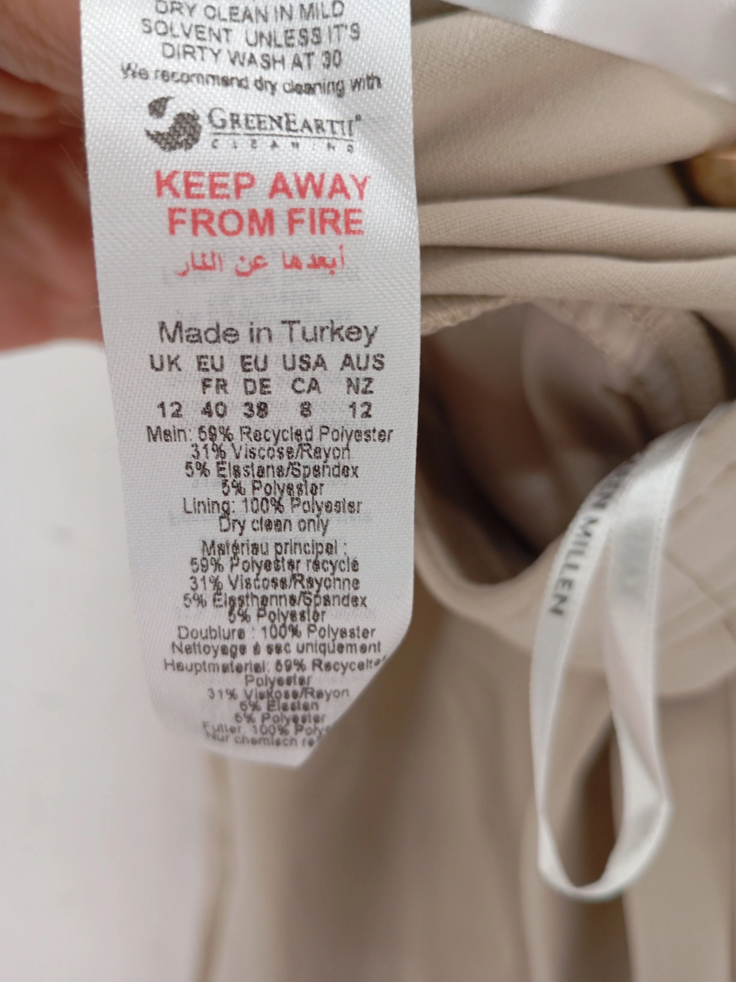 Karen Millen Women's Trousers UK 12 Tan Polyester with Viscose, Elastane Chino - Image 8