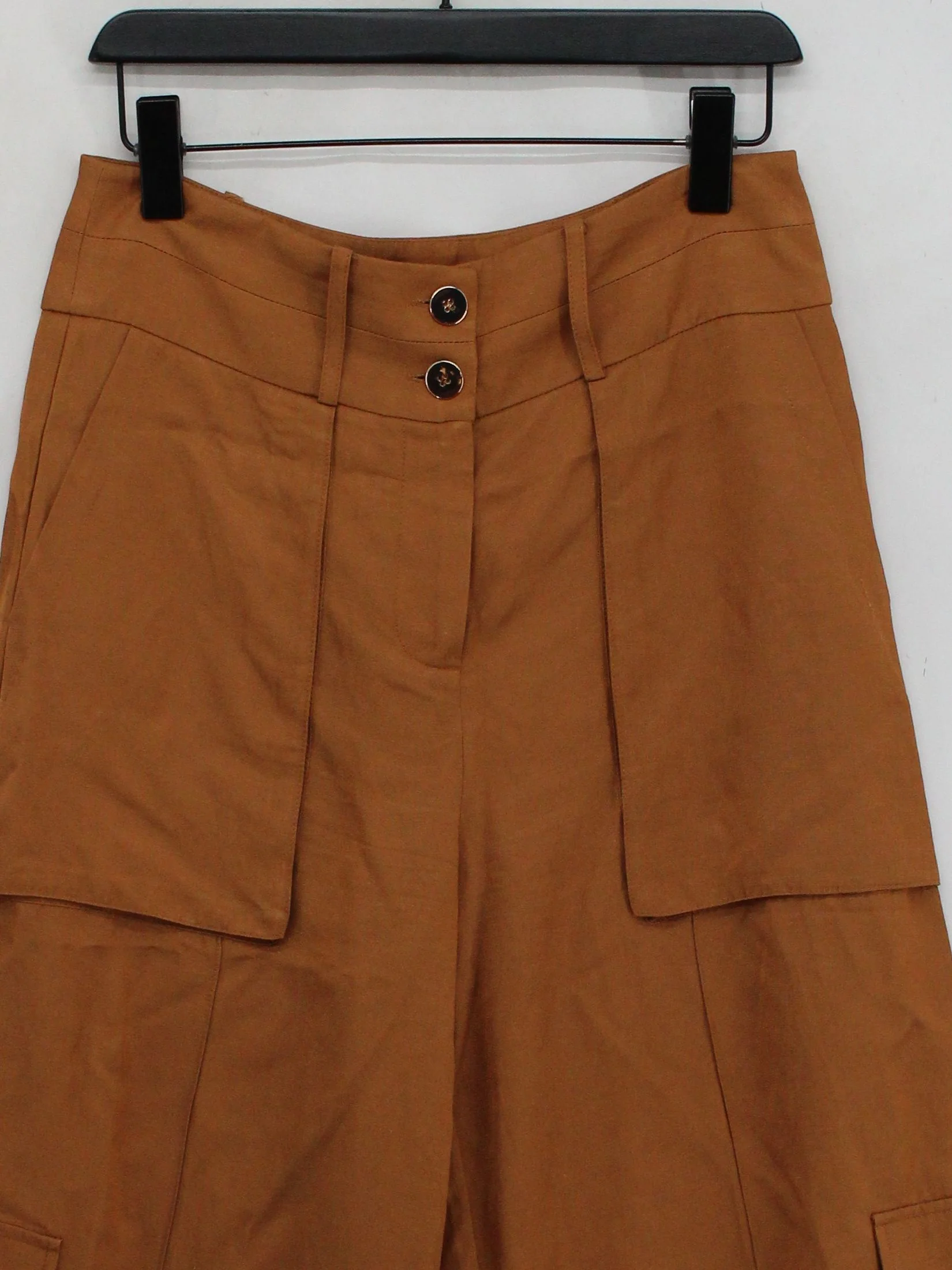 Karen Millen Women's Trousers UK 12 Tan Viscose with Polyester Wide-Leg Cargo - Image 3