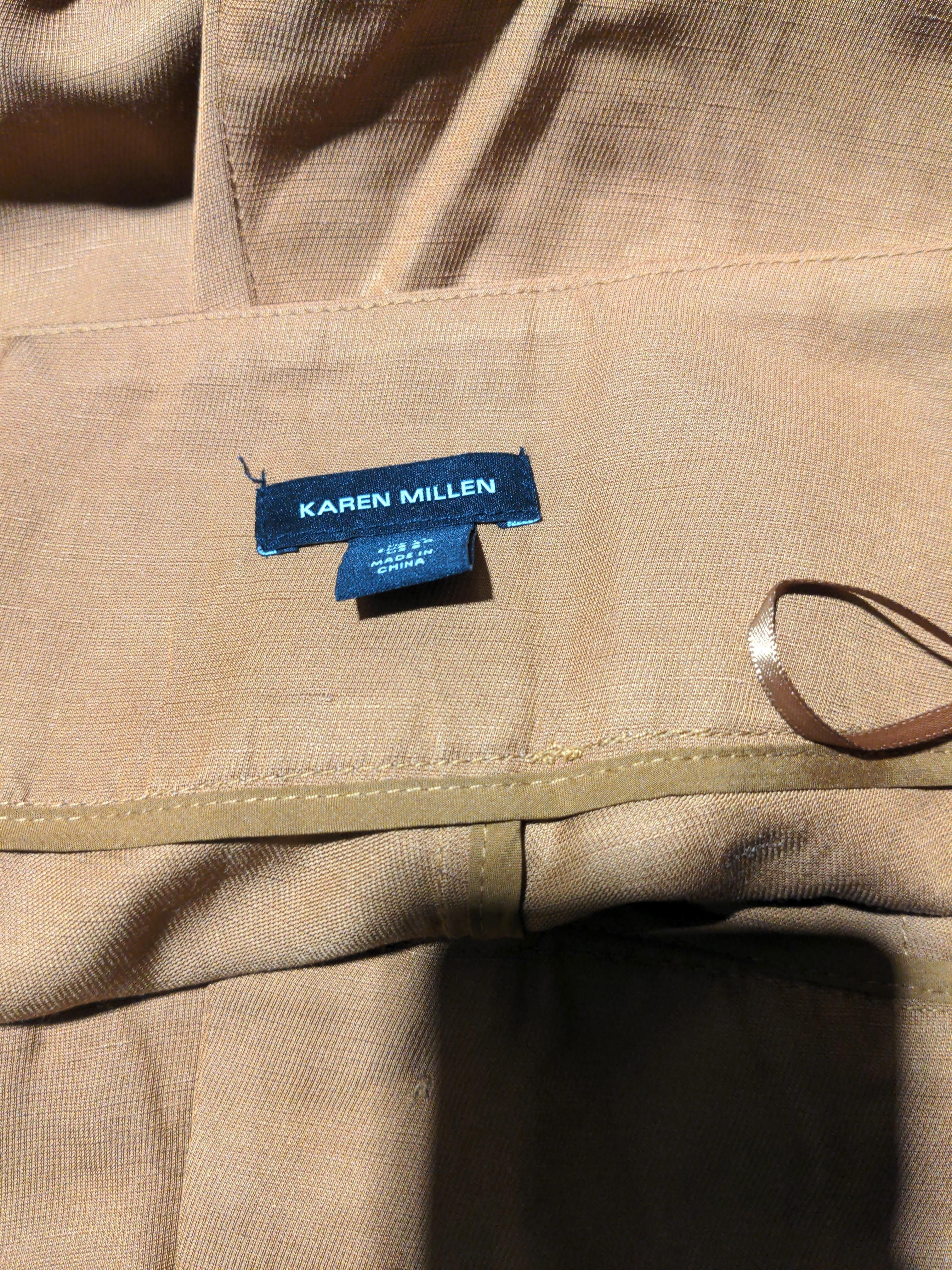 Karen Millen Women's Trousers UK 12 Tan Viscose with Polyester Wide-Leg Cargo - Image 5
