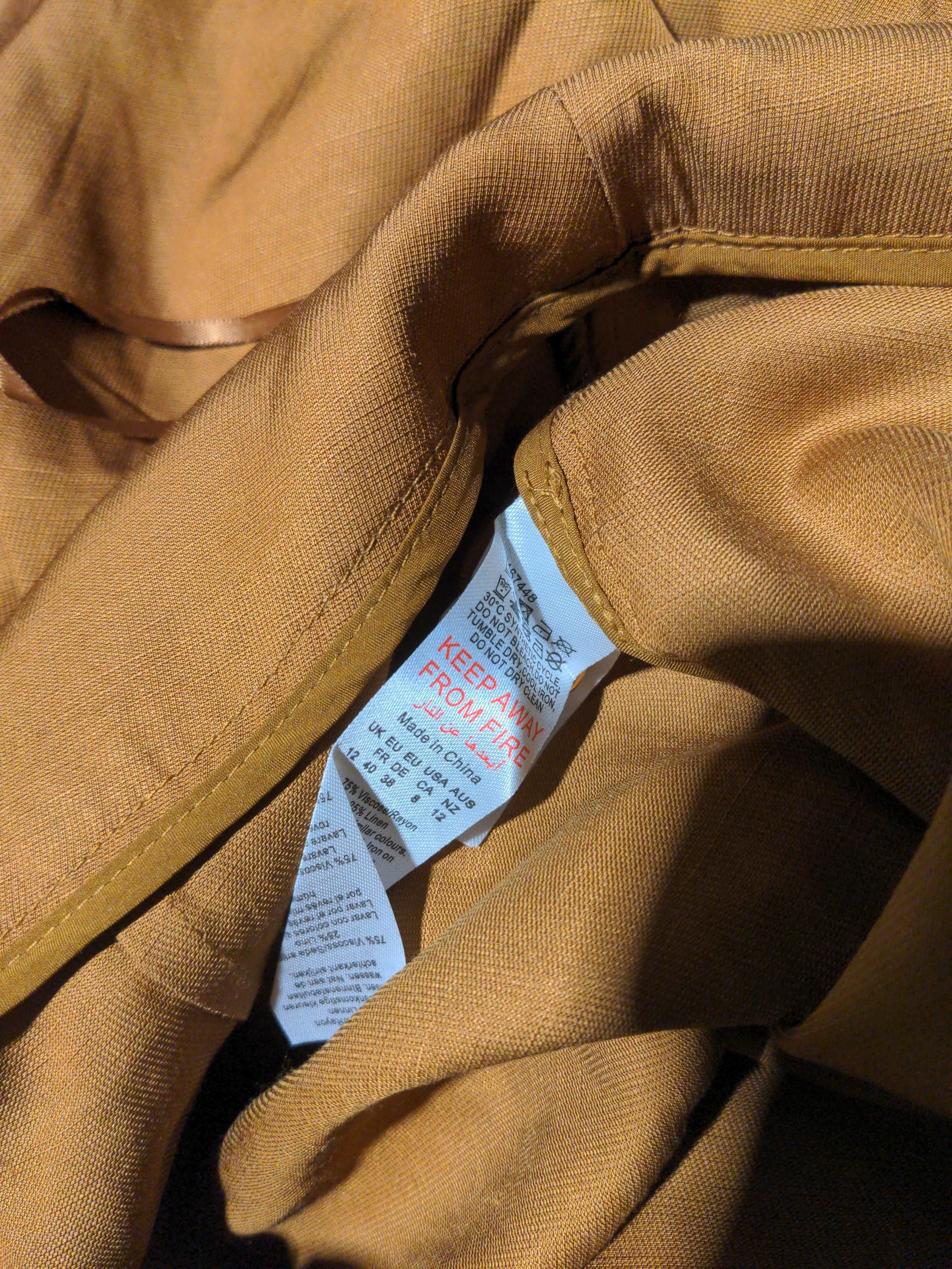 Karen Millen Women's Trousers UK 12 Tan Viscose with Polyester Wide-Leg Cargo - Image 6