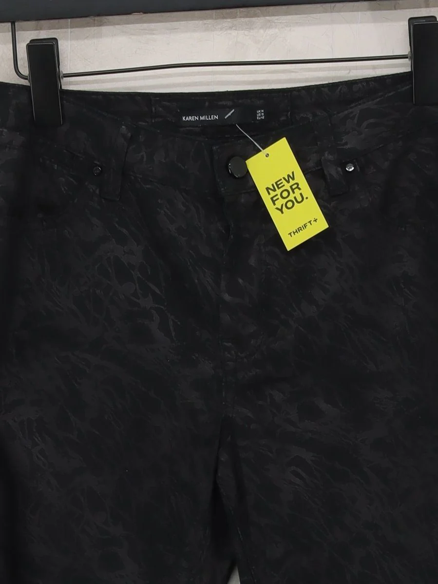 Karen Millen Women's Trousers UK 14 Black Cotton with Polyester, Elastane Chino - Image 3