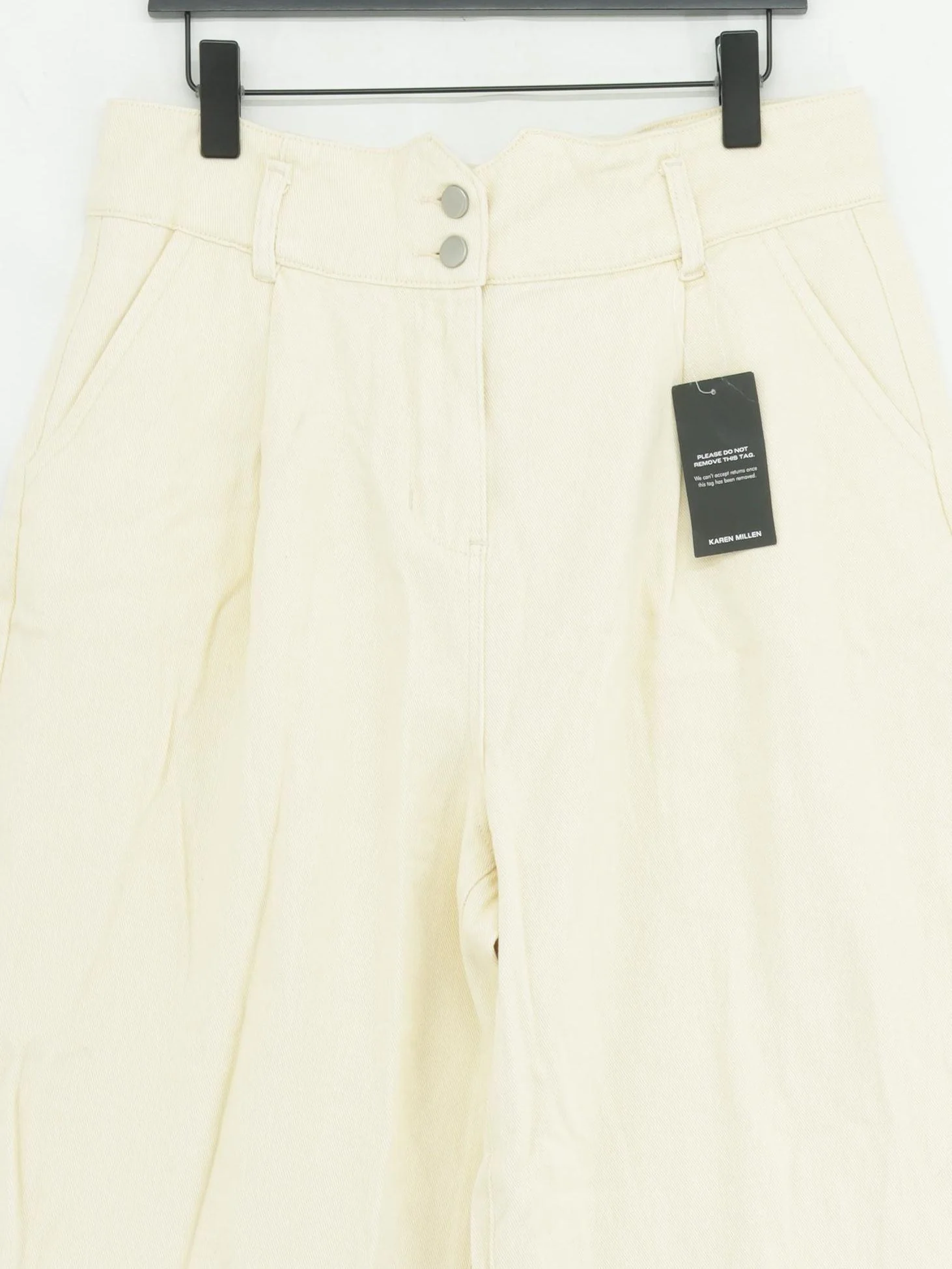 Karen Millen Women's Trousers UK 16 Cream 100% Cotton Chino New with tags - Image 3
