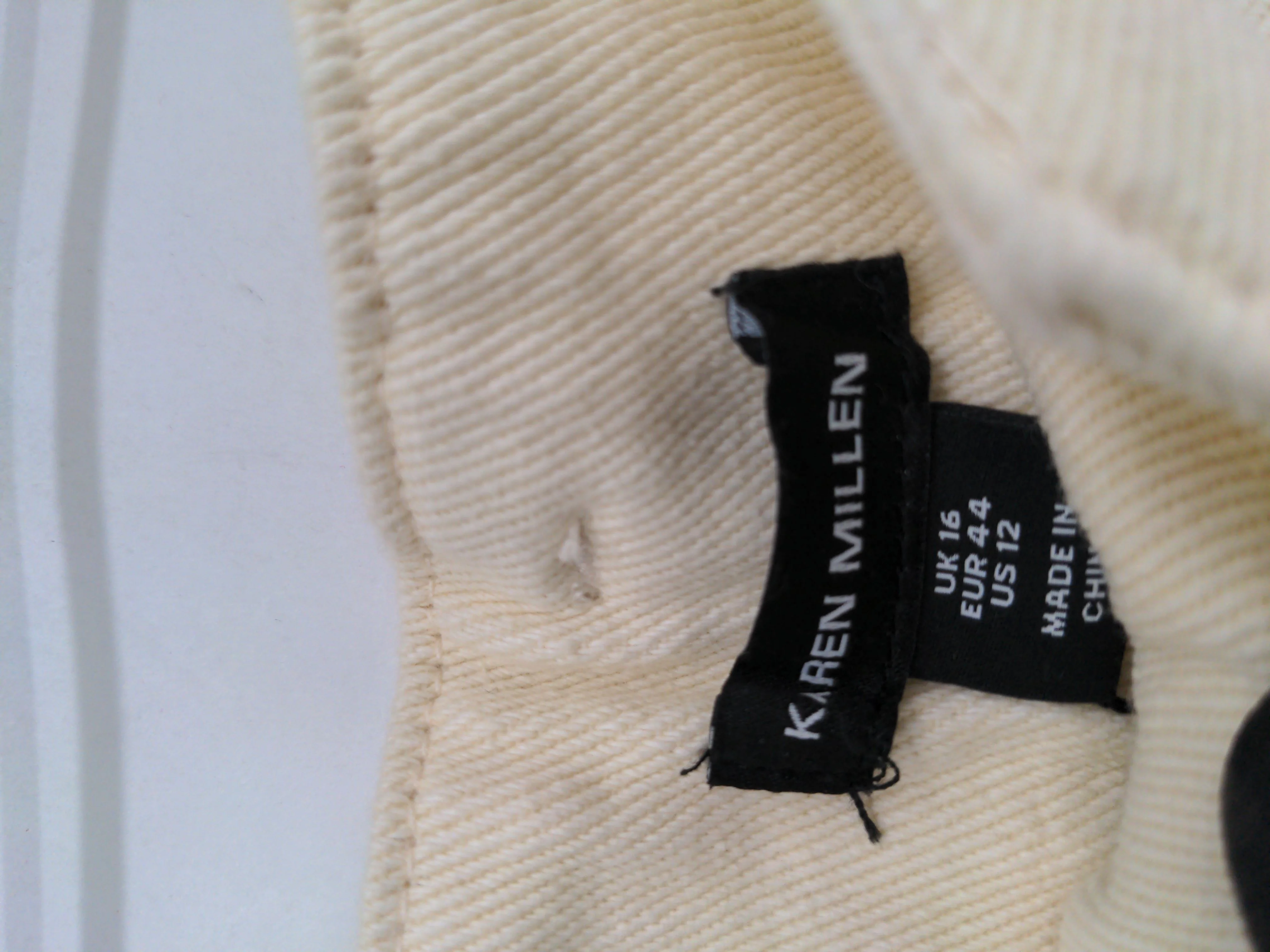 Karen Millen Women's Trousers UK 16 Cream 100% Cotton Chino New with tags - Image 5