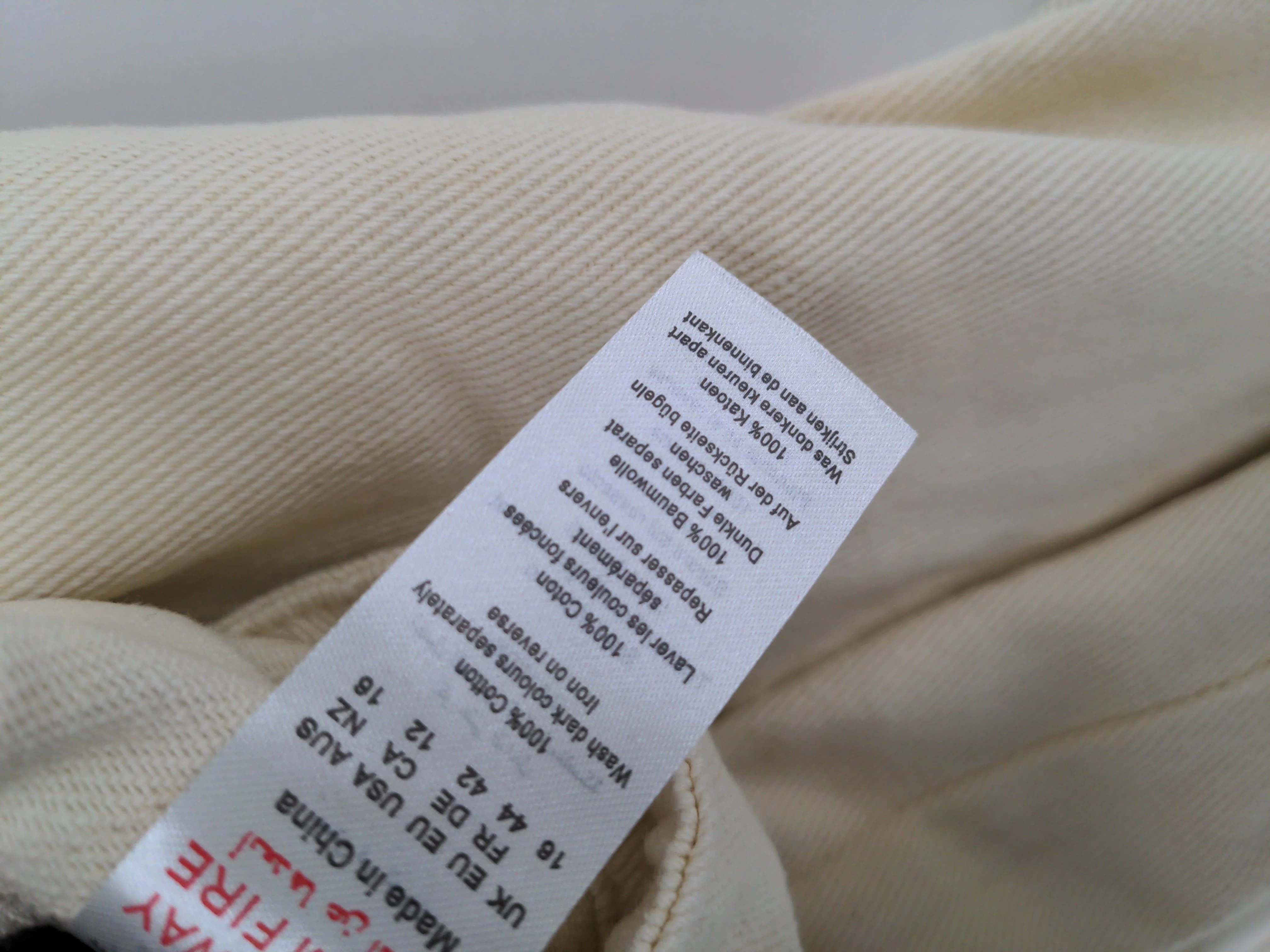 Karen Millen Women's Trousers UK 16 Cream 100% Cotton Chino New with tags - Image 6