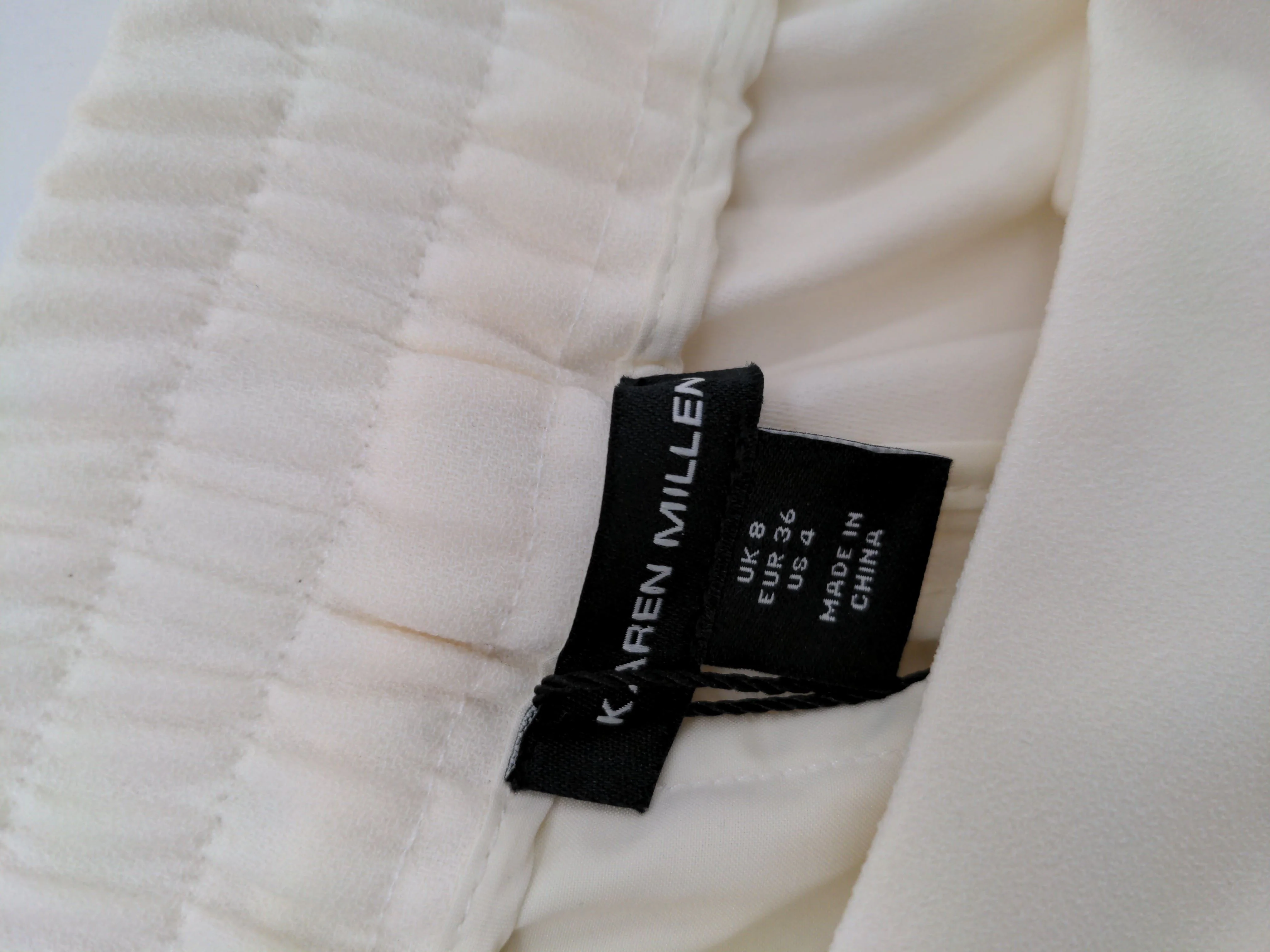 Karen Millen Women's Trousers UK 8 Cream 100% Polyester Wide-Leg Chino - Image 6