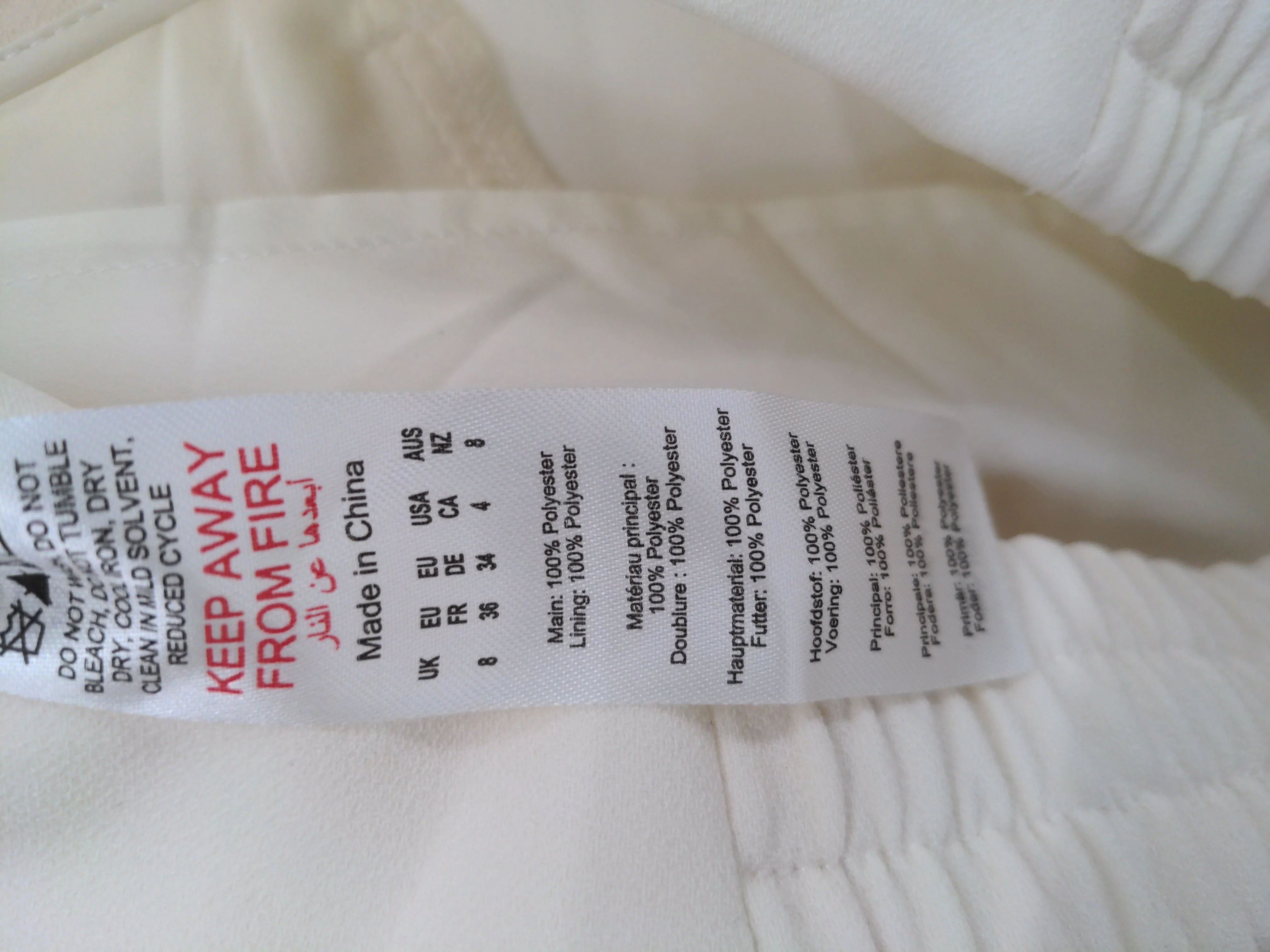 Karen Millen Women's Trousers UK 8 Cream 100% Polyester Wide-Leg Chino - Image 7