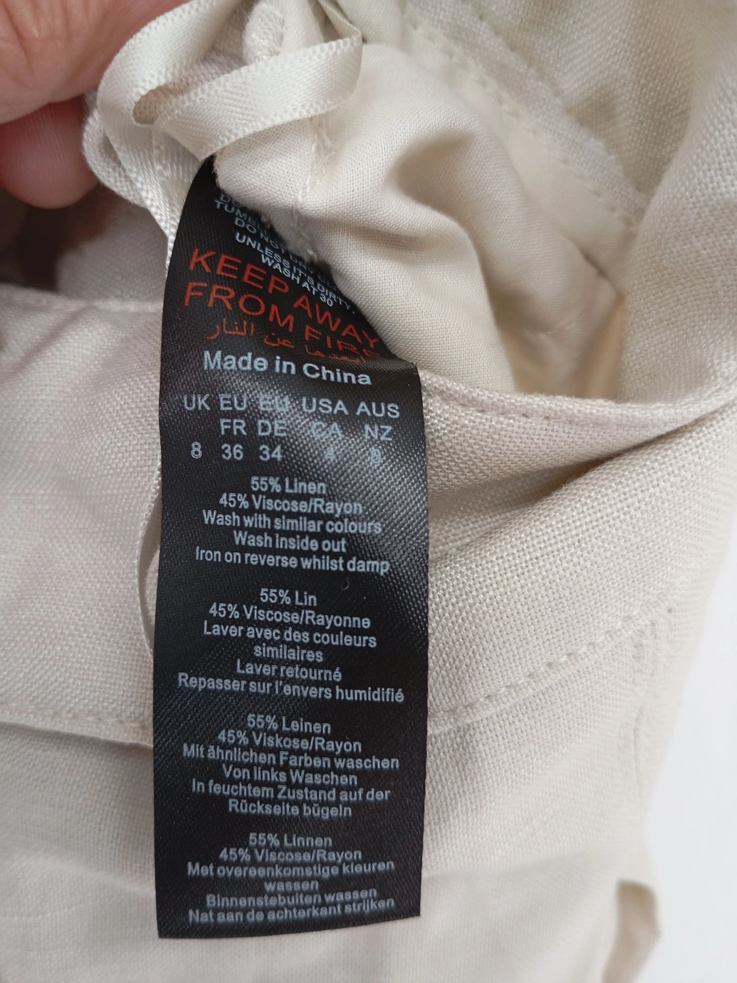 Karen Millen Women's Trousers UK 8 Cream Linen with Viscose Wide-Leg Chino - Image 7