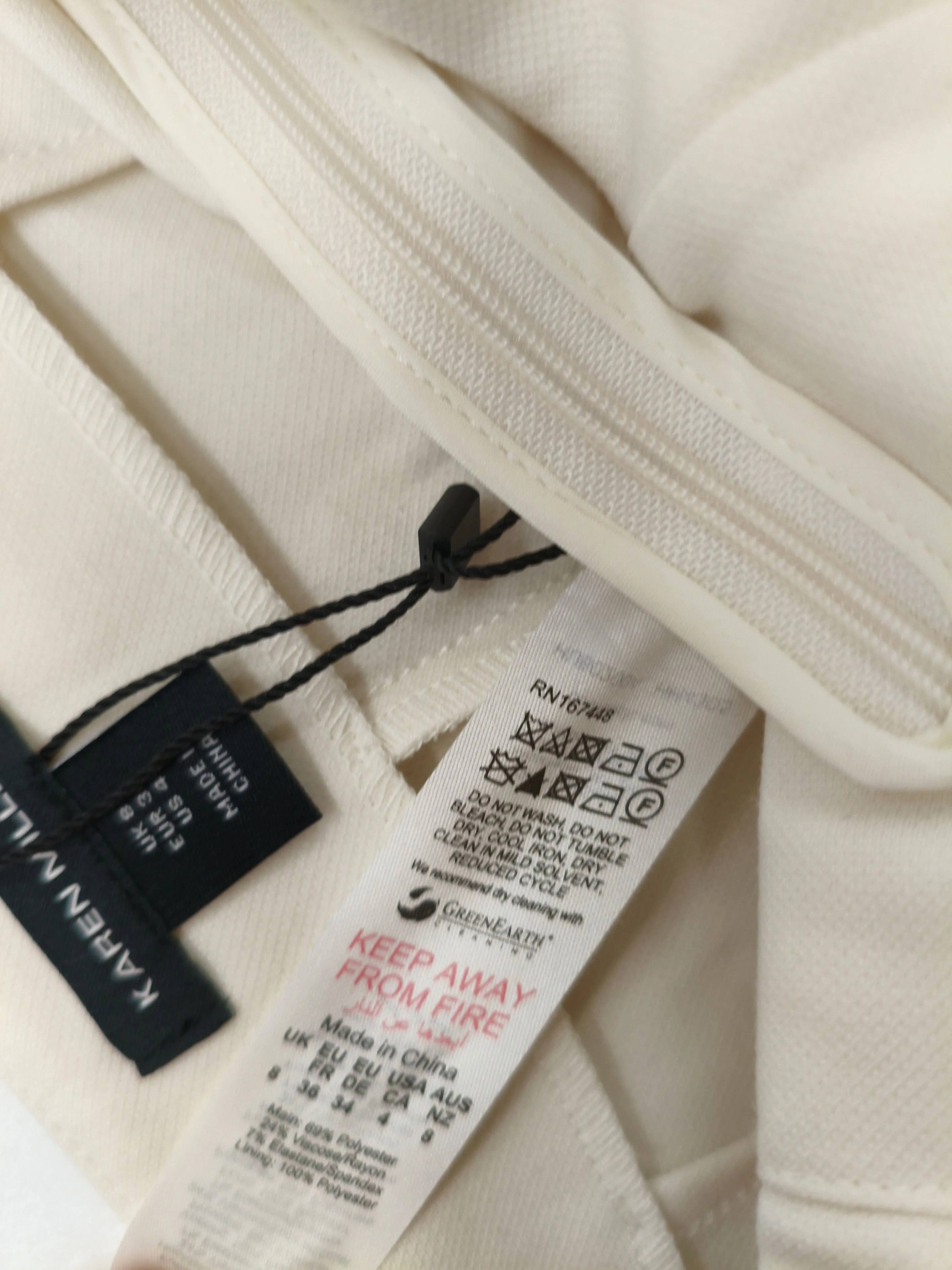 Karen Millen Women's Trousers UK 8 Cream Polyester with Viscose, Elastane Chino - Image 7