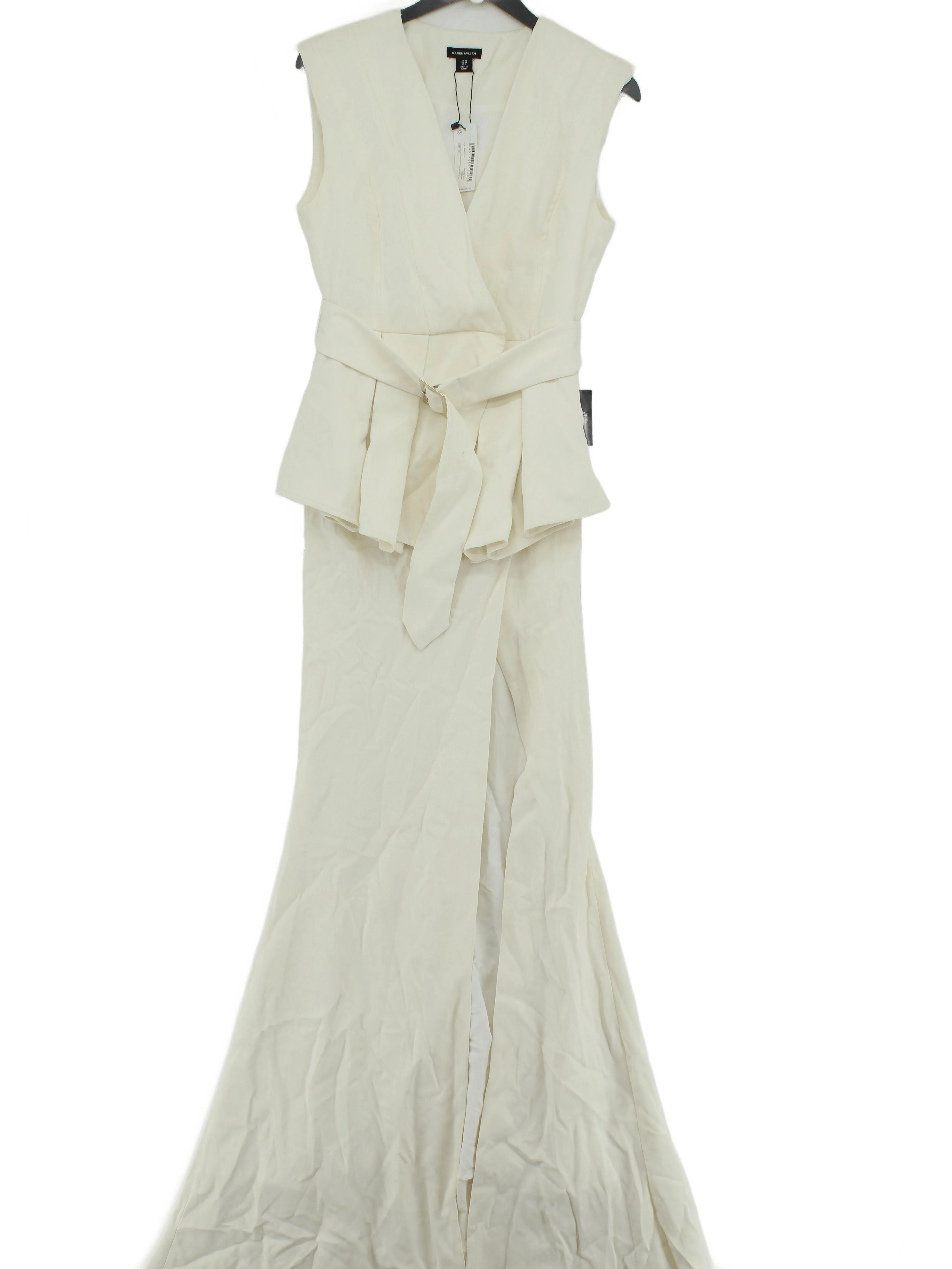 Karen Millen Wrap Maxi Dress UK10 in Cream RRP £269
