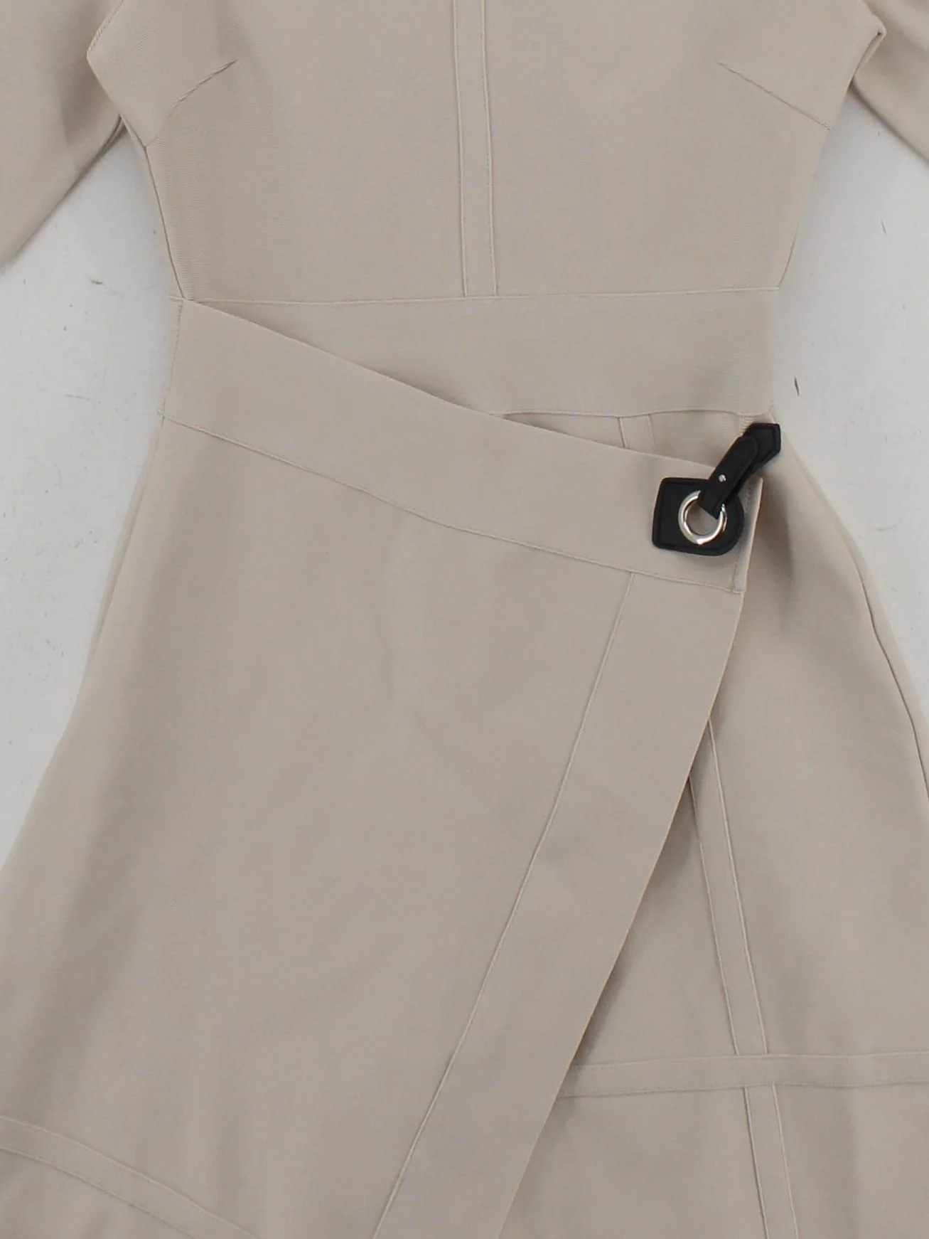 Karen Millen Wrap Midi Dress S in Cream RRP £99 - Image 3