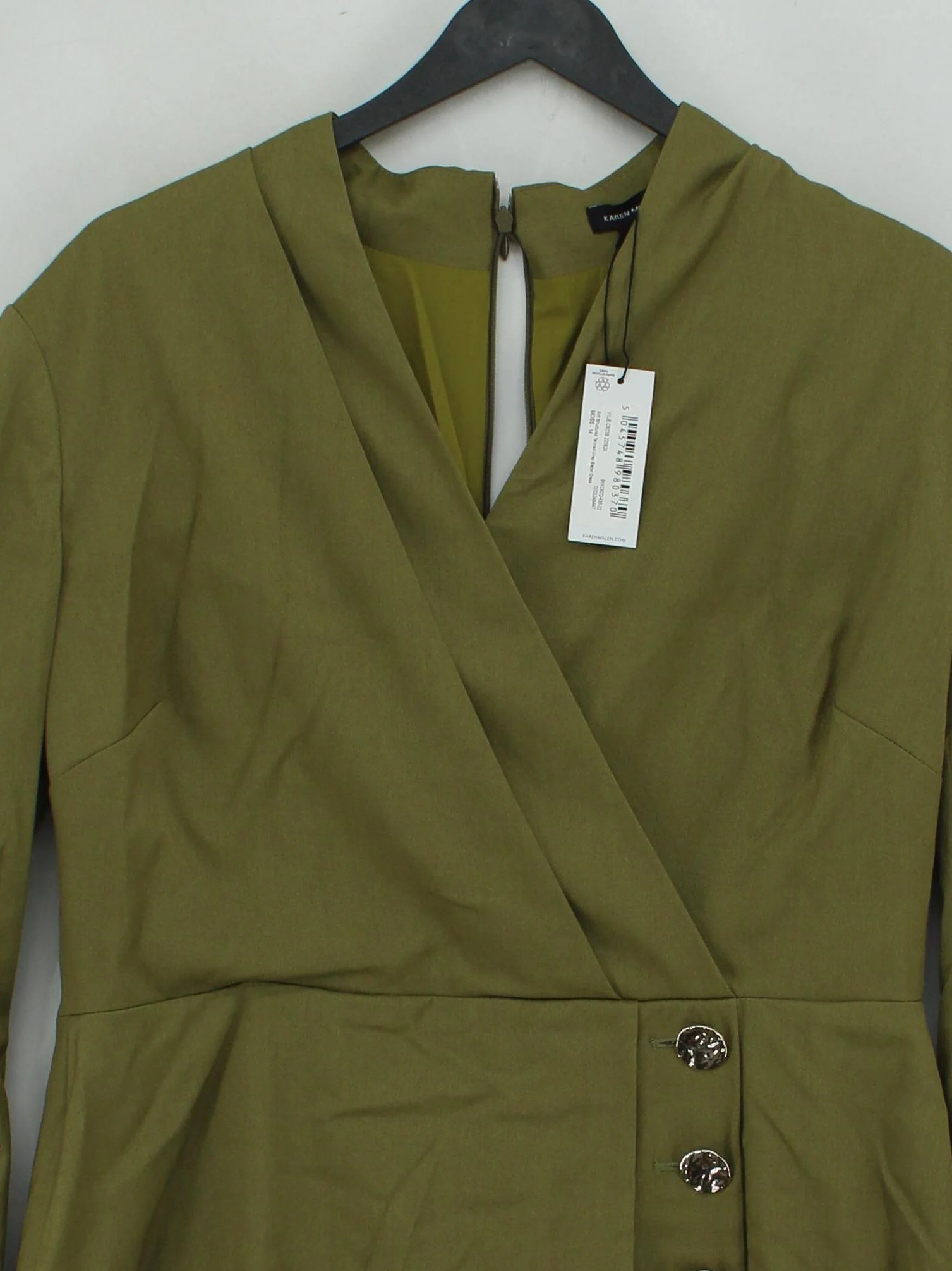 Karen Millen Wrap Mini Dress UK14 in Green RRP £249 - Image 3