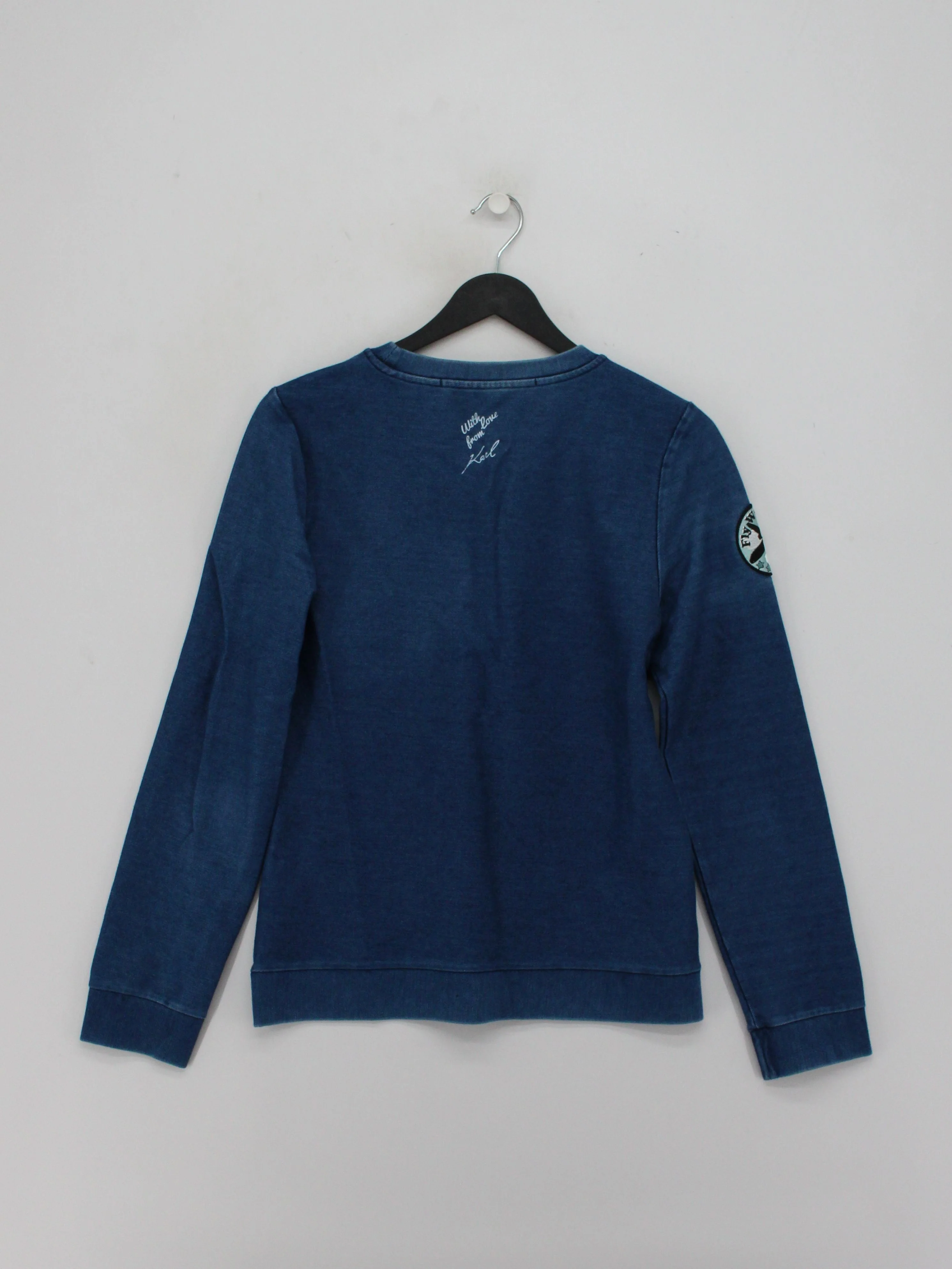 KARL LAGERFELD Men's Hoodie XXS Blue Cotton with Polyester, Elastane Pullover - Image 2