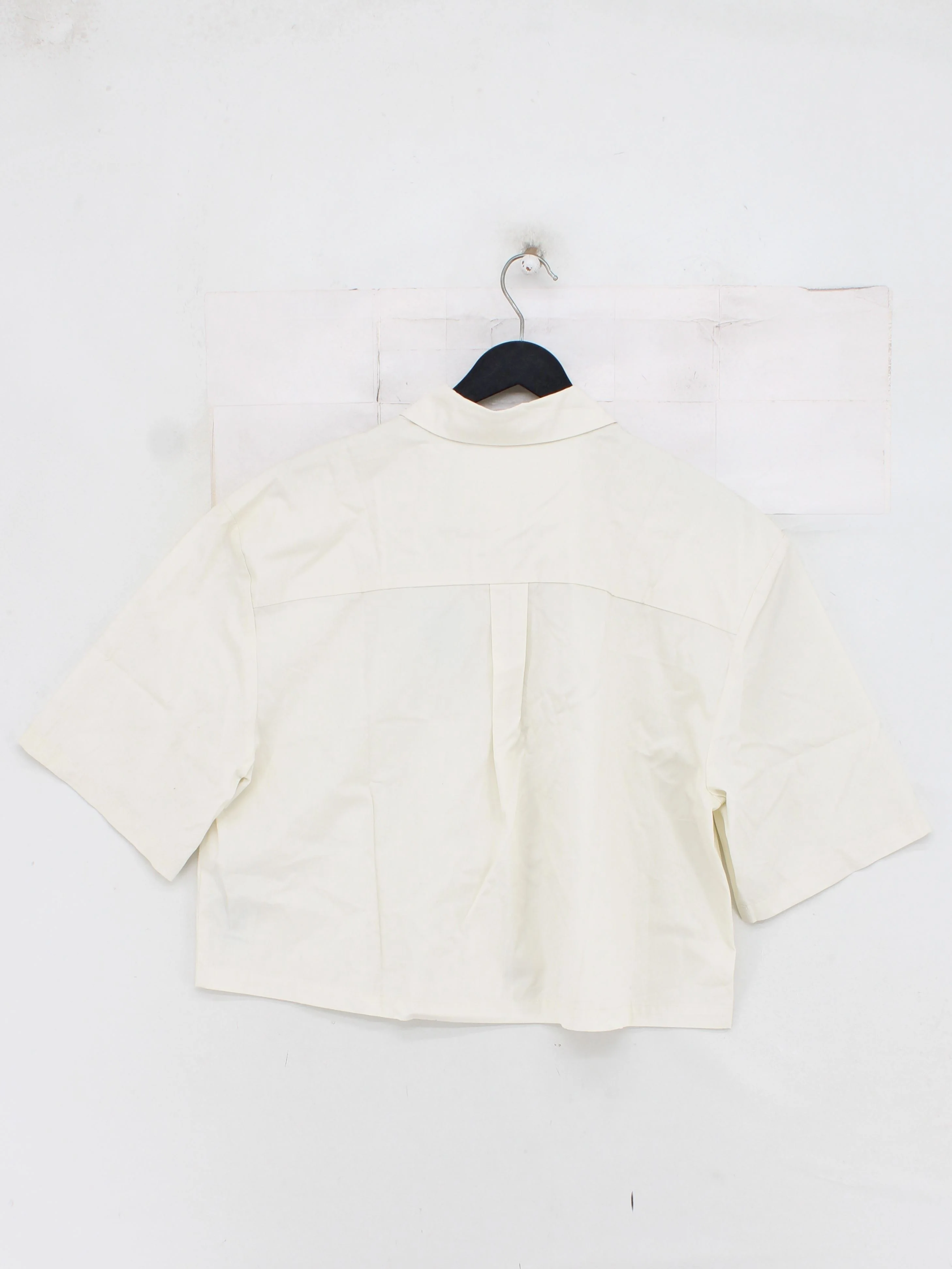 KARL LAGERFELD Women's Blouse UK 10 Cream 100% Cotton Basic - Image 2