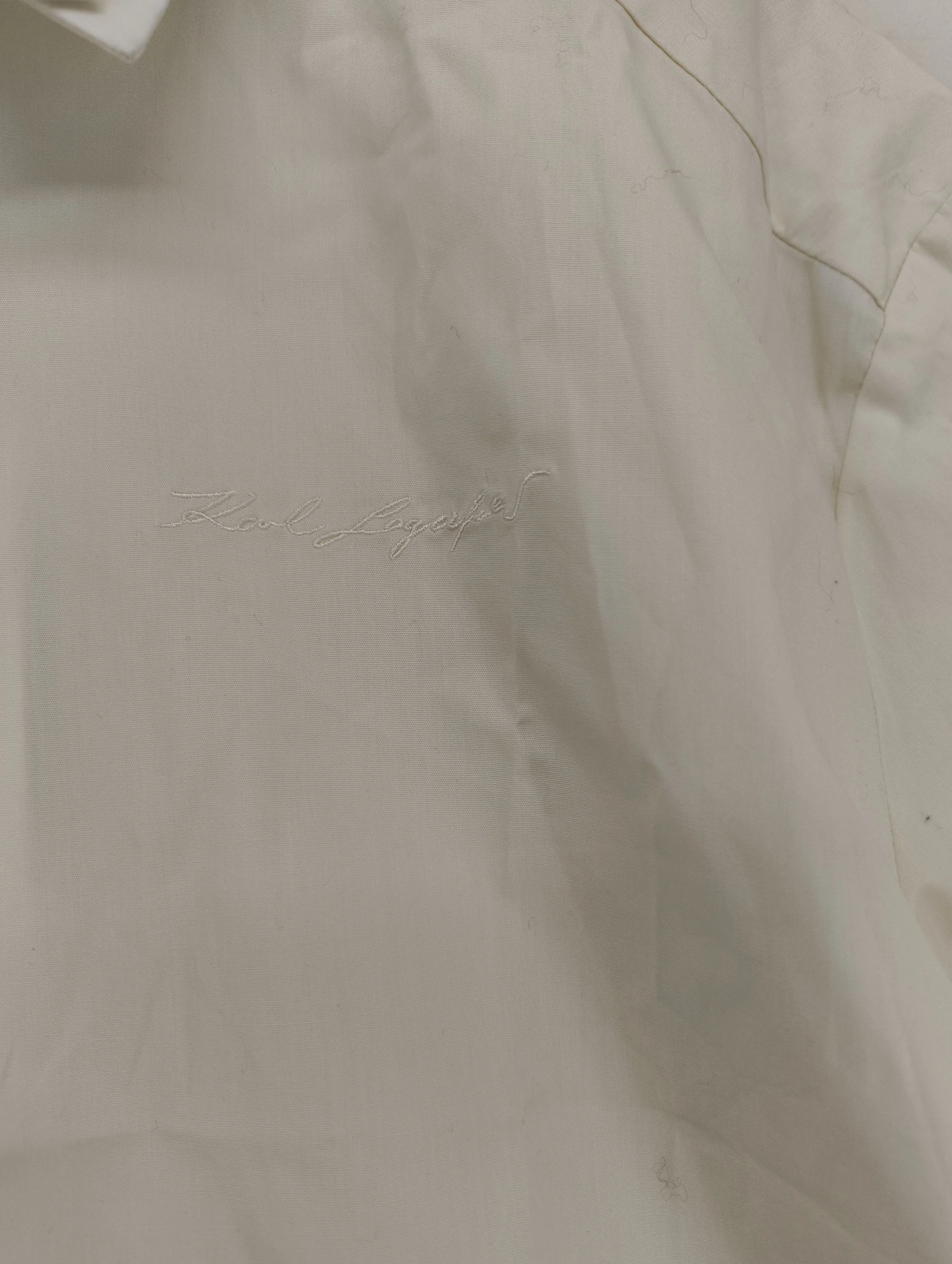 KARL LAGERFELD Women's Blouse UK 10 Cream 100% Cotton Basic - Image 4