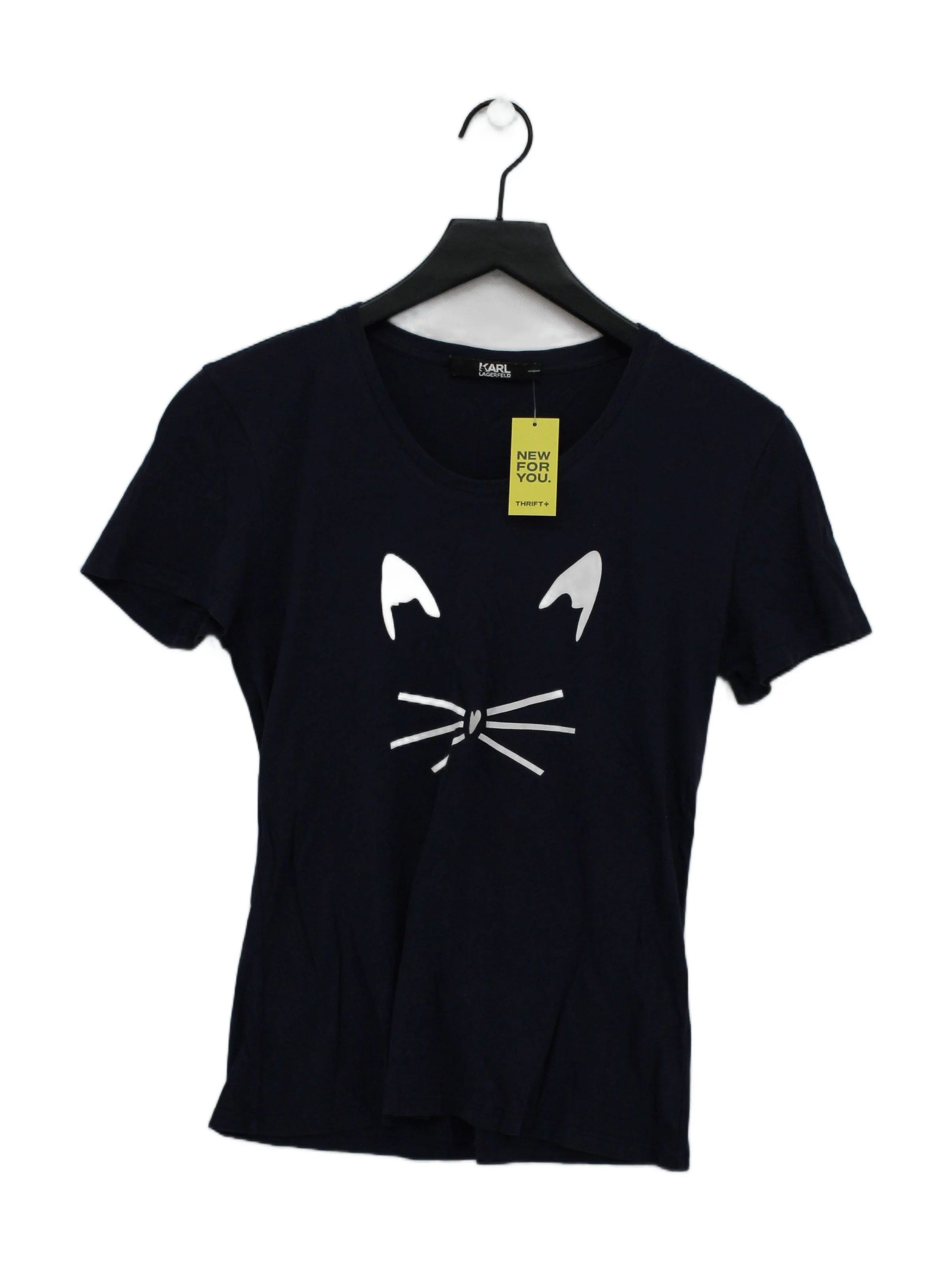KARL LAGERFELD Women's T-Shirt S Blue 100% Cotton Basic