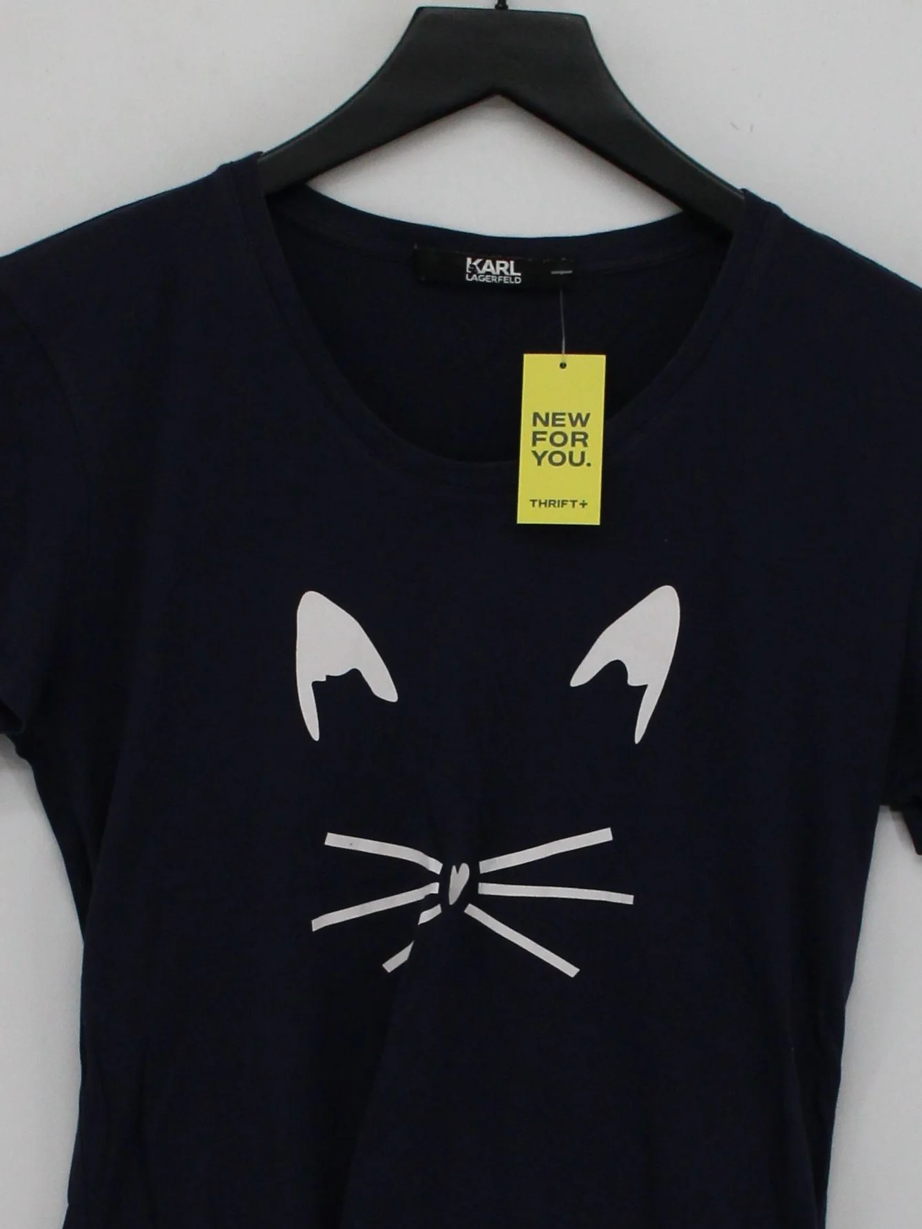 KARL LAGERFELD Women's T-Shirt S Blue 100% Cotton Basic - Image 3