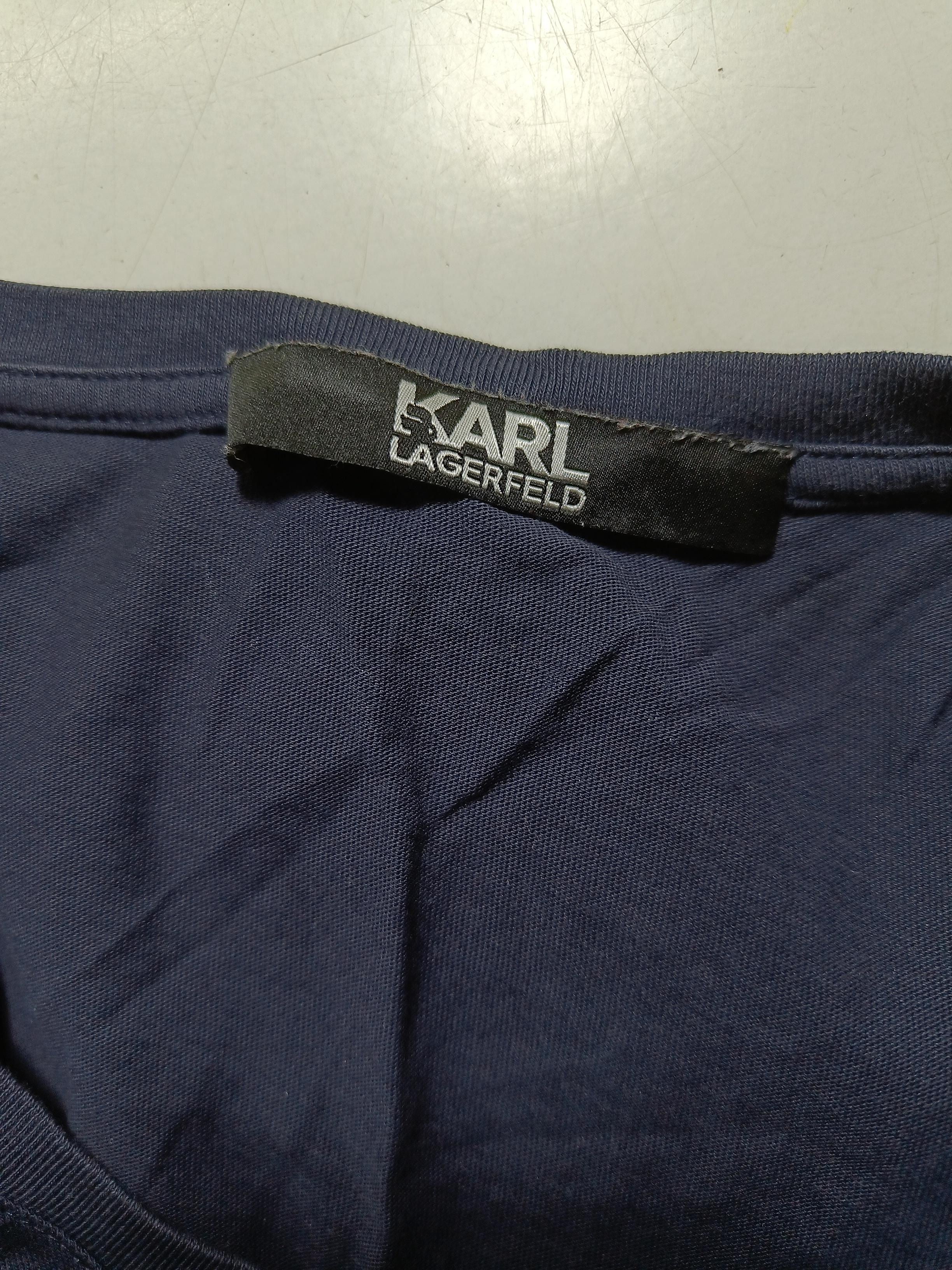 KARL LAGERFELD Women's T-Shirt S Blue 100% Cotton Basic - Image 5