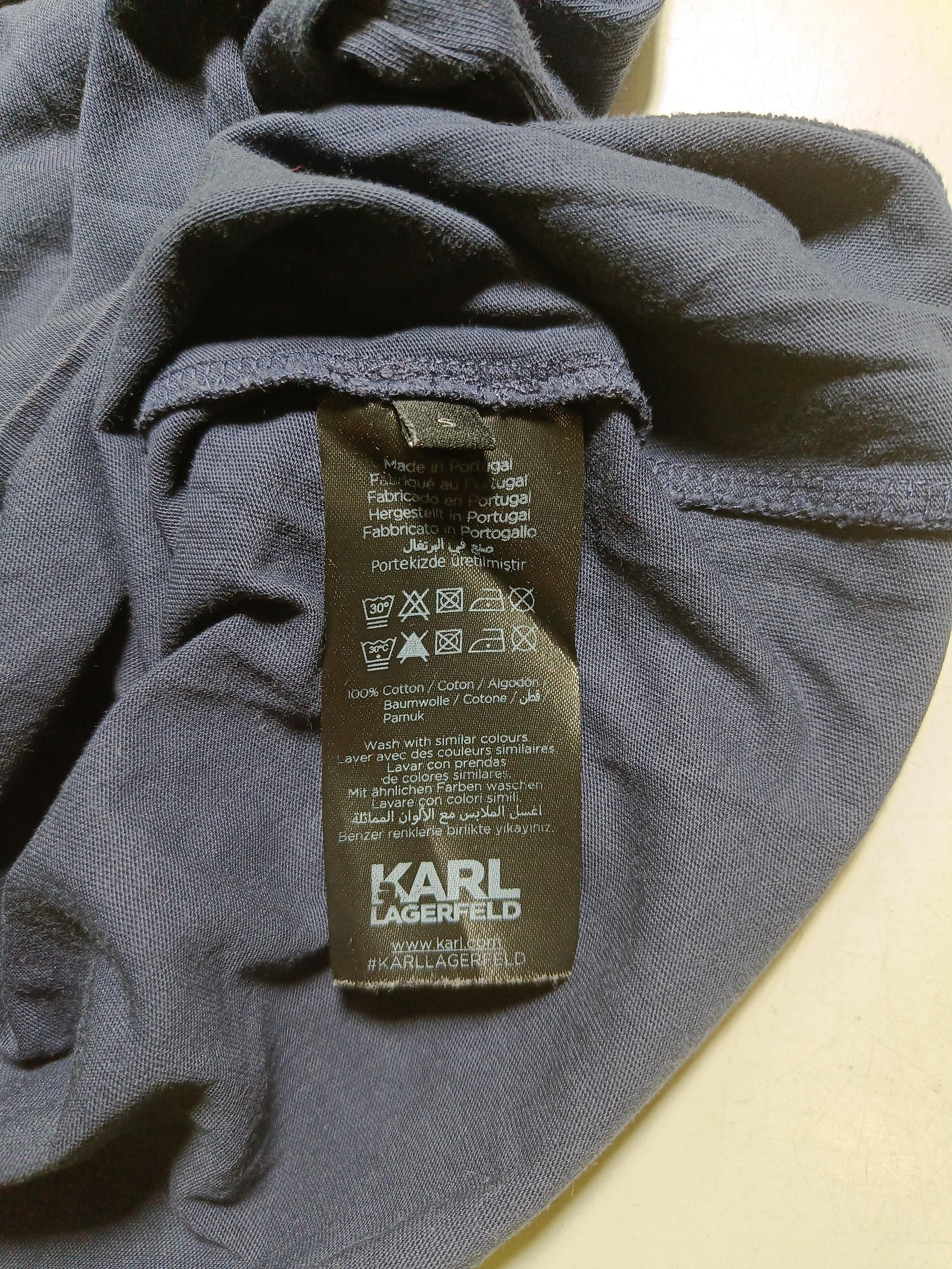 KARL LAGERFELD Women's T-Shirt S Blue 100% Cotton Basic - Image 6