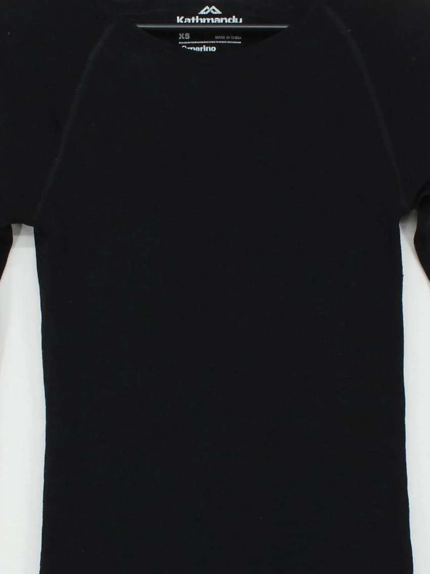Kathmandu Men's T-Shirt XS Black 100% Wool Round Neck Basic - Image 3