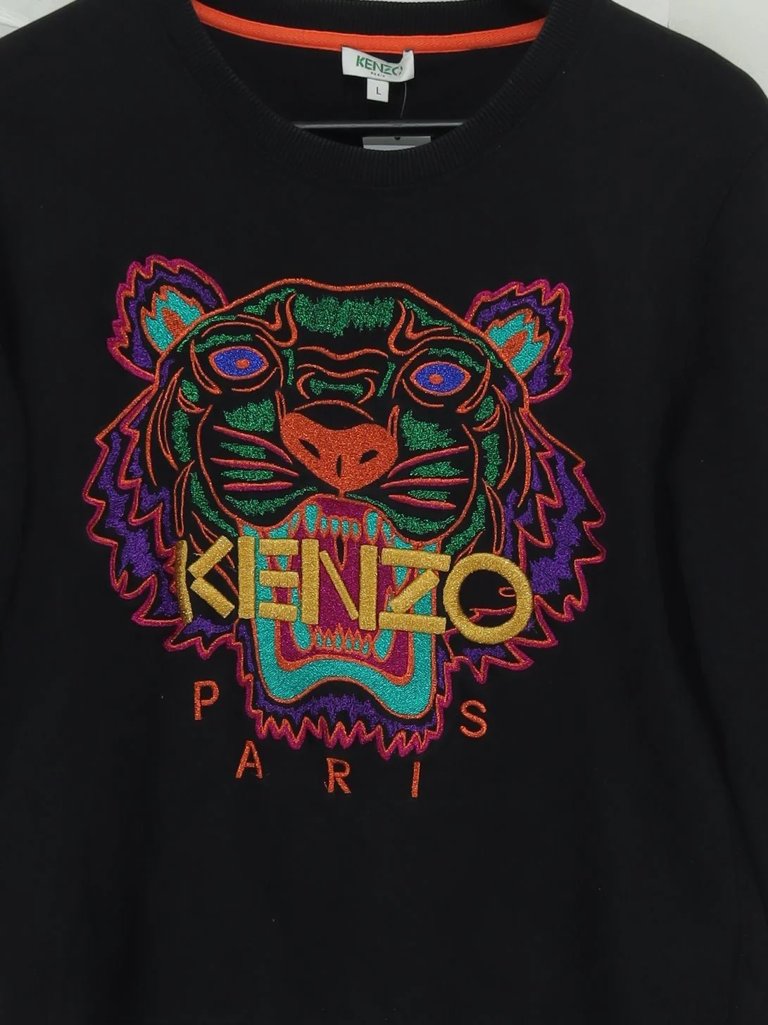 Kenzo Women's Jumper L Black Graphic 100% Cotton Crew Neck Pullover - Image 3