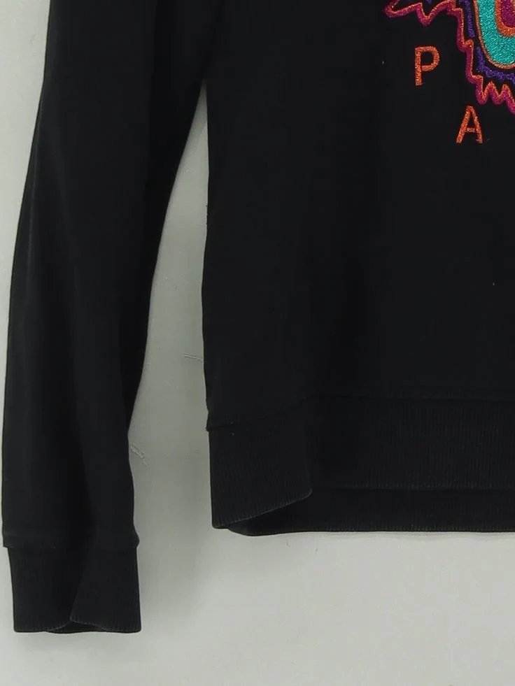 Kenzo Women's Jumper L Black Graphic 100% Cotton Crew Neck Pullover - Image 4