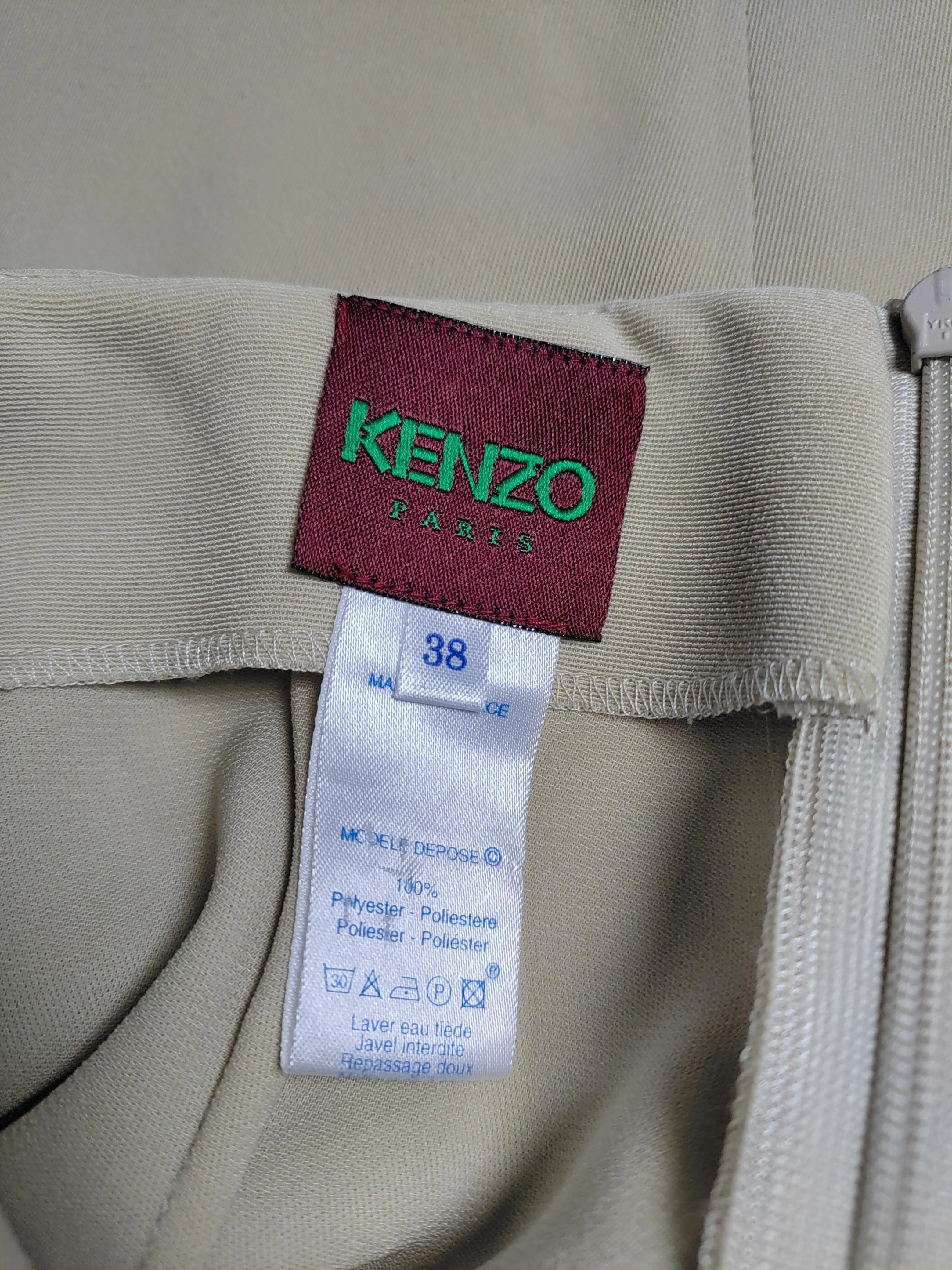 Kenzo Women's Maxi Skirt UK 10 Cream 100% Polyester Long Maxi - Image 6