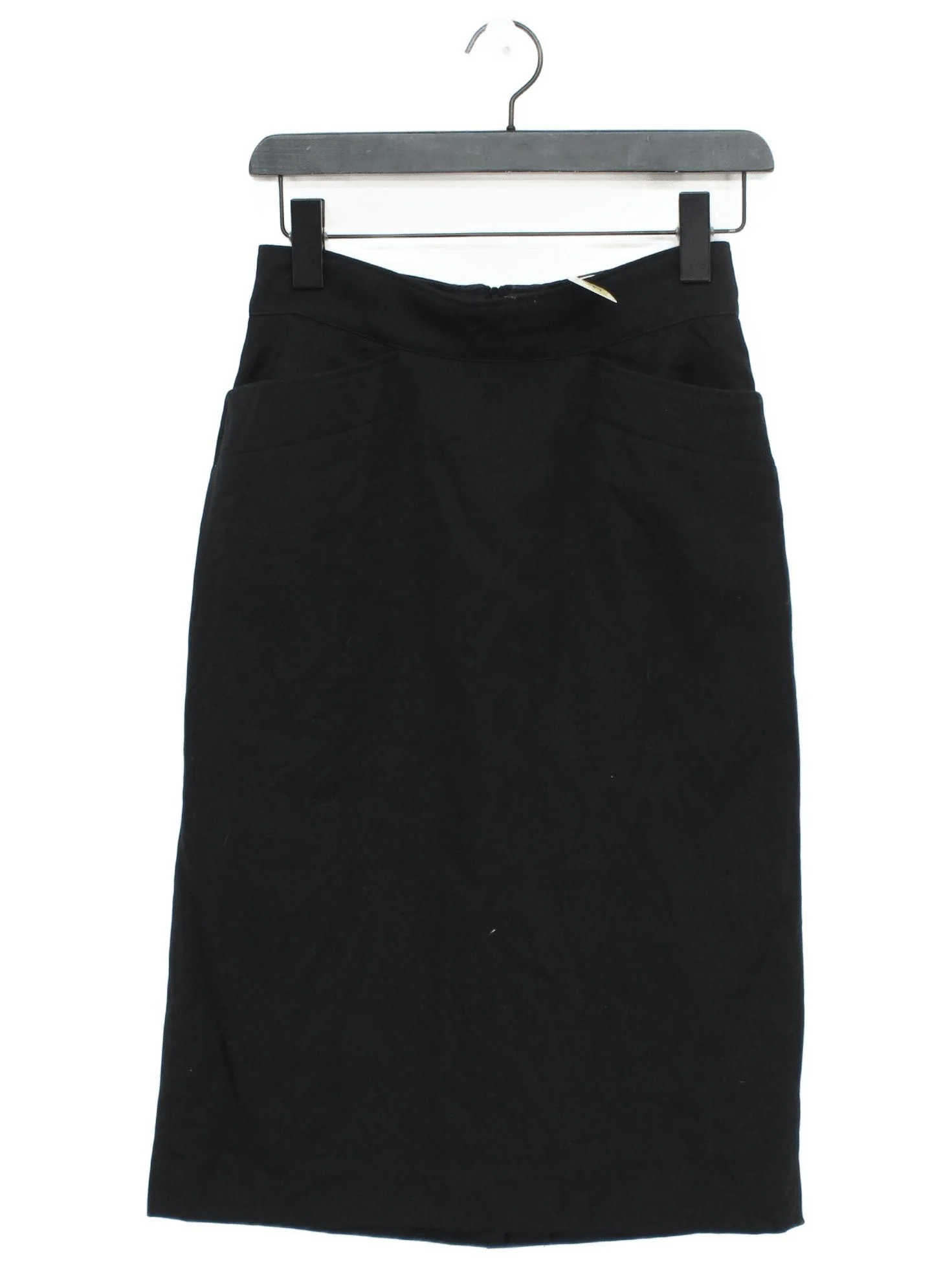 Kenzo Women's Midi Skirt UK 12 Black Wool with Cotton, Acetate Straight & Pencil