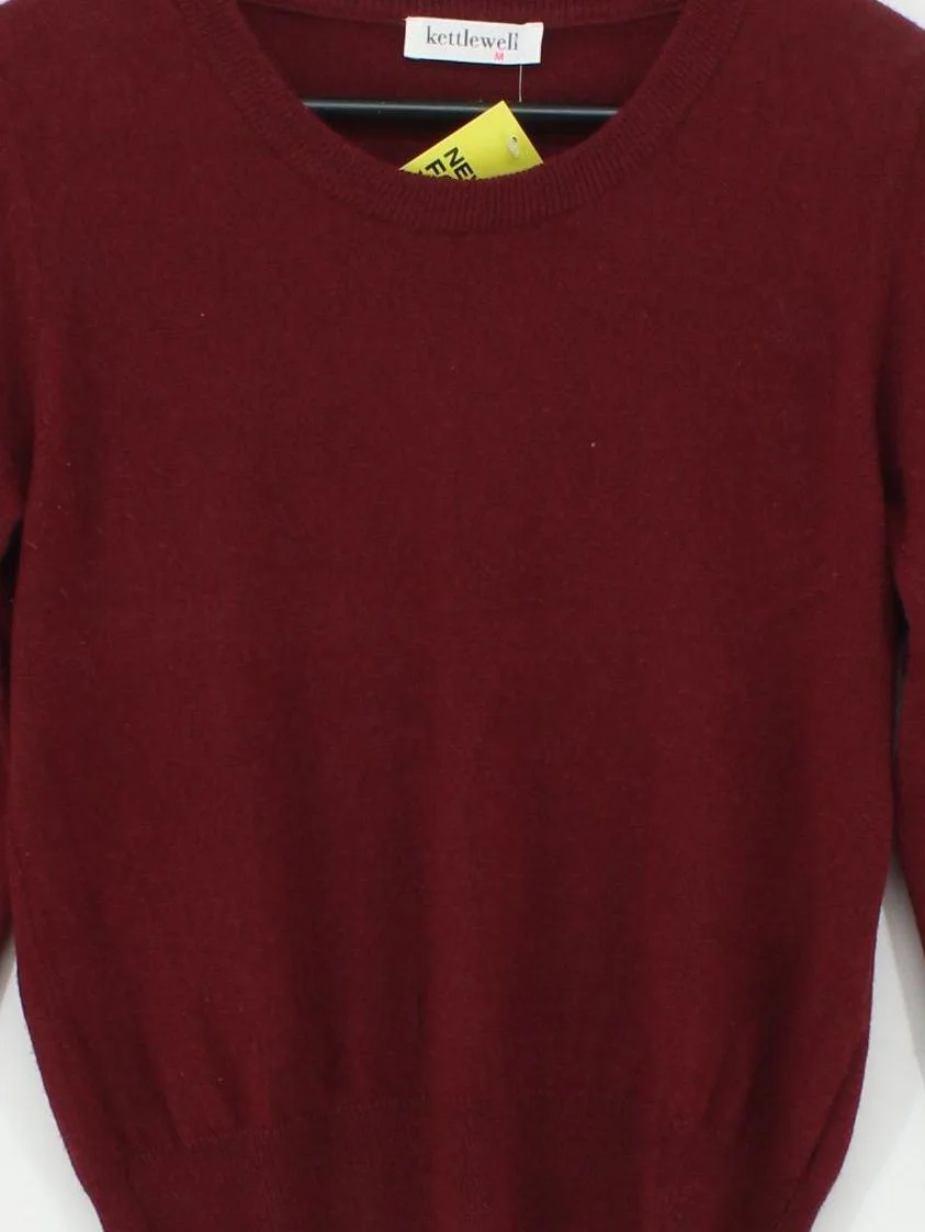 Kettlewell Women's Jumper M Red Wool with Cashmere Crew Neck Pullover - Image 3