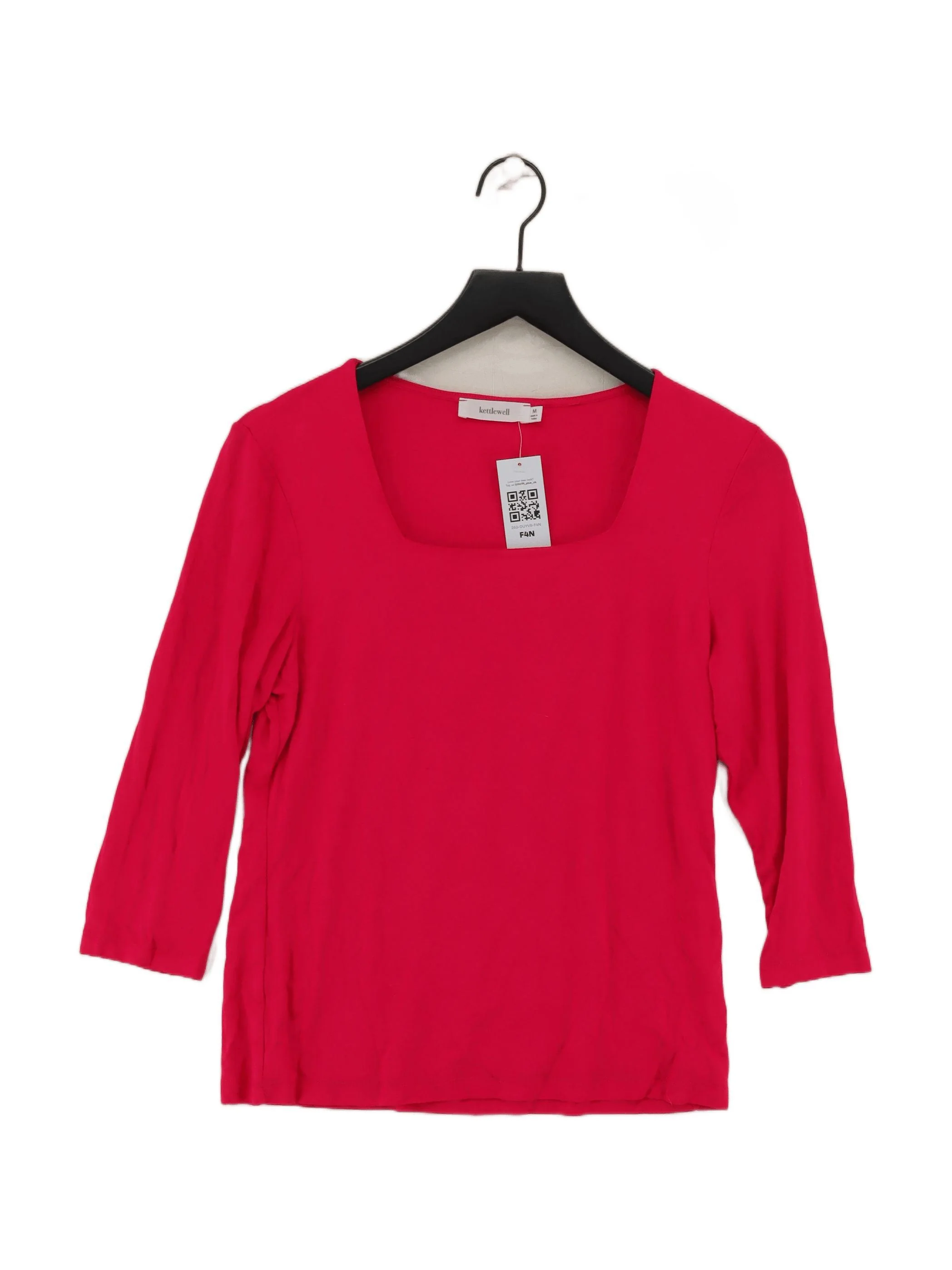 Kettlewell Women's Top M Red Viscose with Elastane 3/4 Sleeve Square Neck Basic