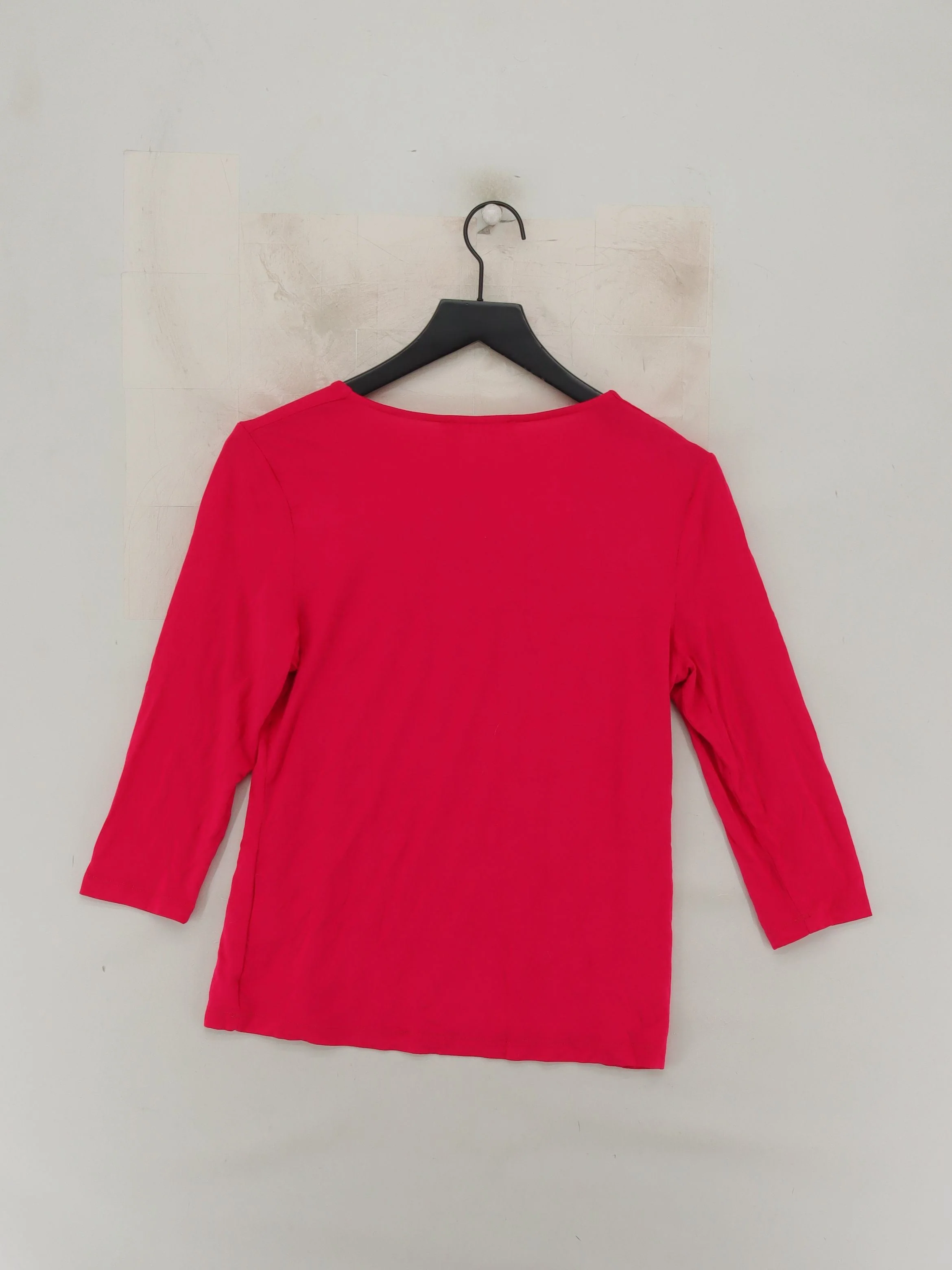 Kettlewell Women's Top M Red Viscose with Elastane 3/4 Sleeve Square Neck Basic - Image 2