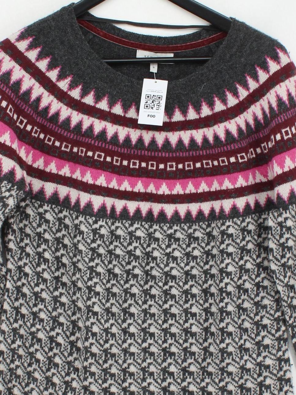 Kew 159 Women's Jumper M Multi Geometric Wool with Nylon Round Neck Pullover - Image 3