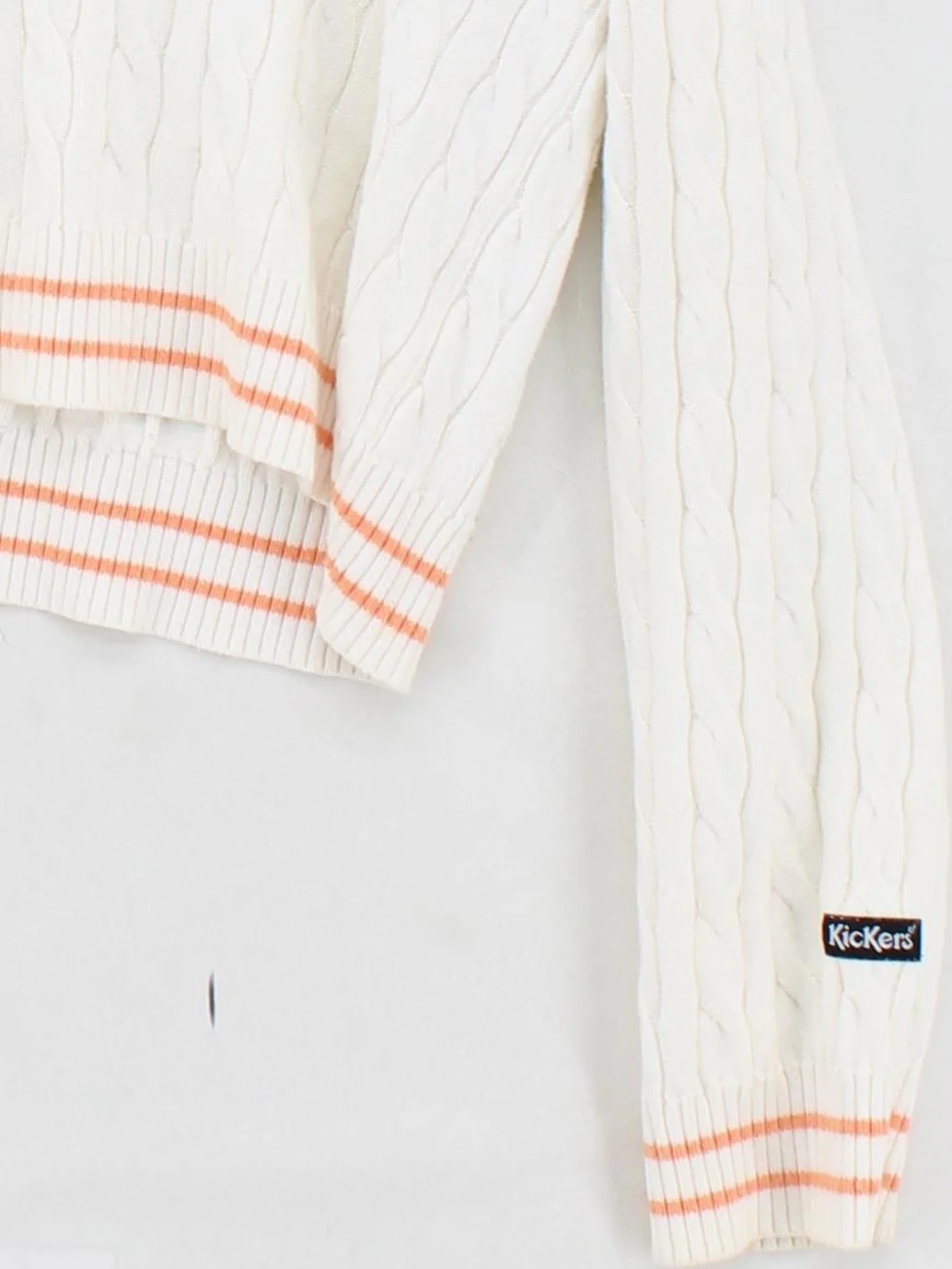Kickers Women's Cardigan S White Striped Acrylic with Cotton V-Neck Cardigan - Image 4