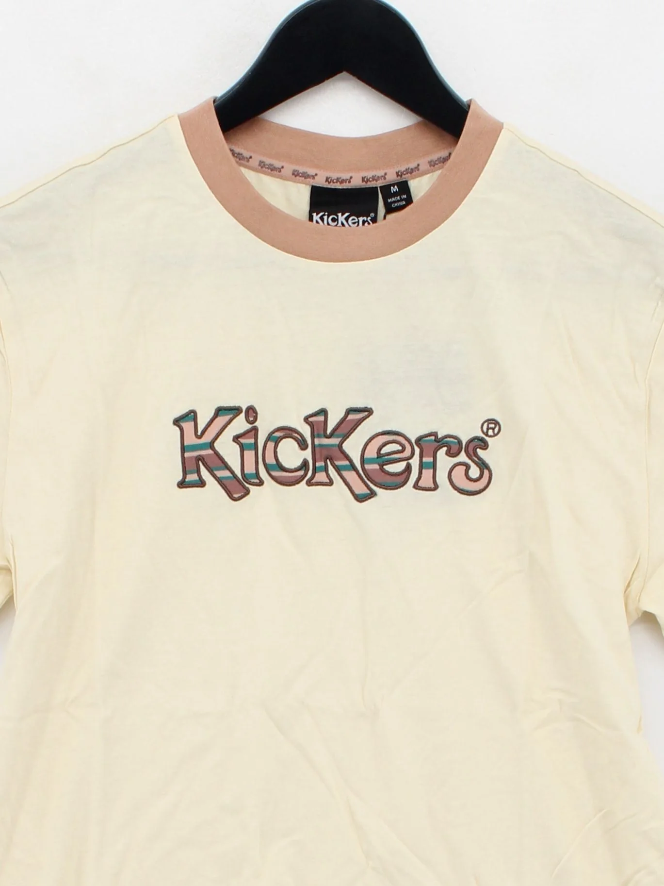 Kickers Women's T-Shirt M Cream Cotton with Elastane Basic New with tags - Image 3