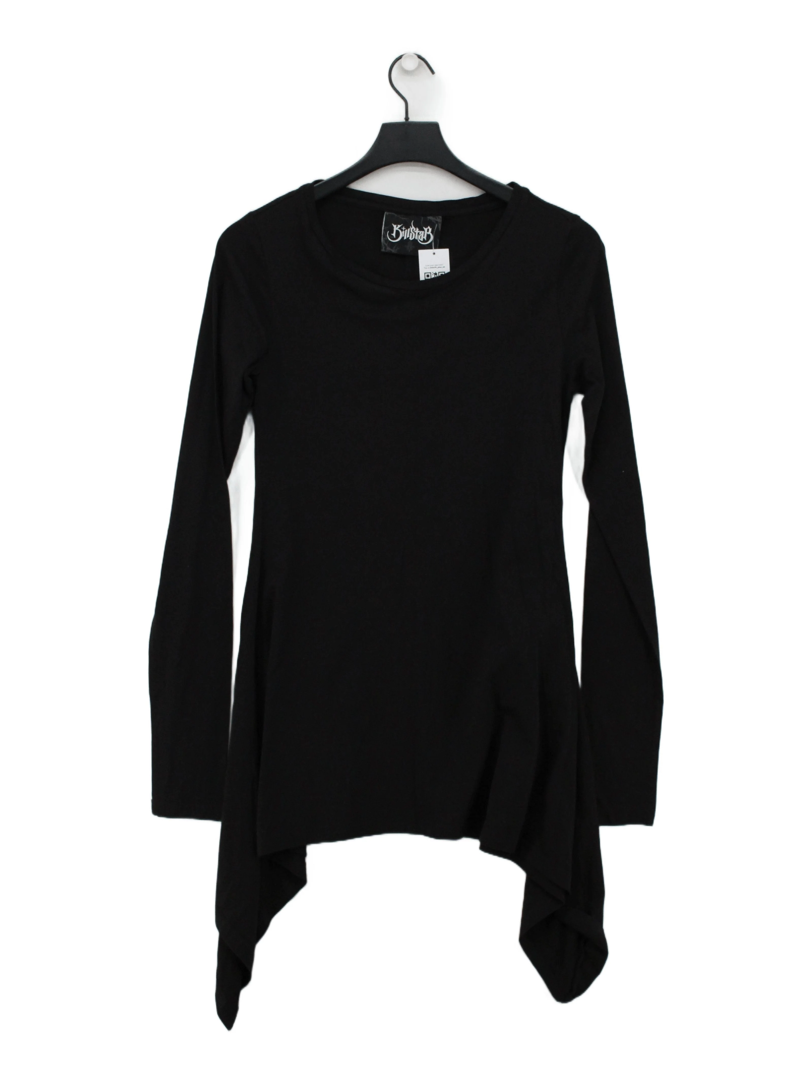 Killstar Women's Top S Black 100% Cotton Long Sleeve Round Neck Tunic
