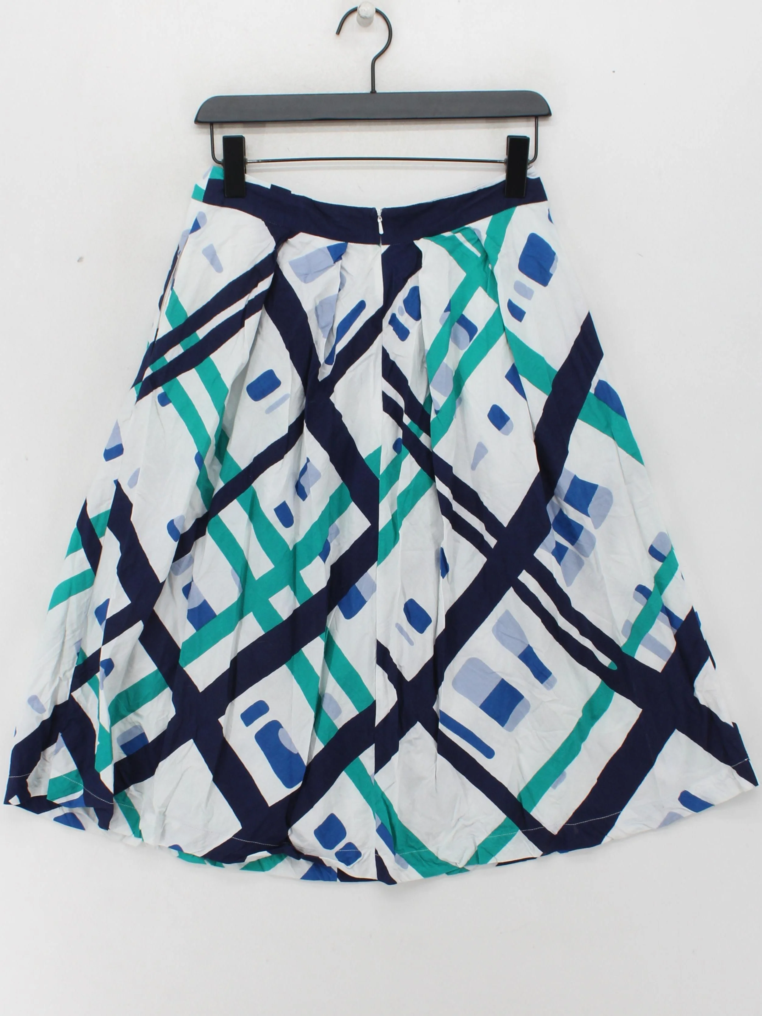 Kin By John Lewis Women's Midi Skirt S Multi Geometric 100% Cotton Midi A-Line - Image 2