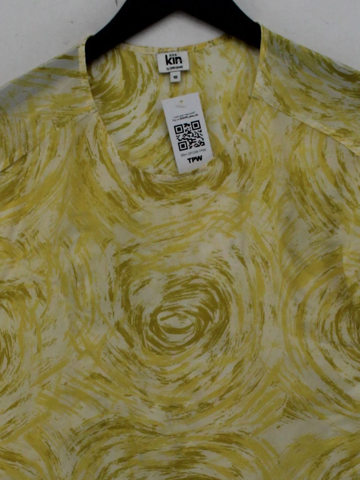 Kin By John Lewis Women's Top S Yellow 100% Silk Basic - Image 3